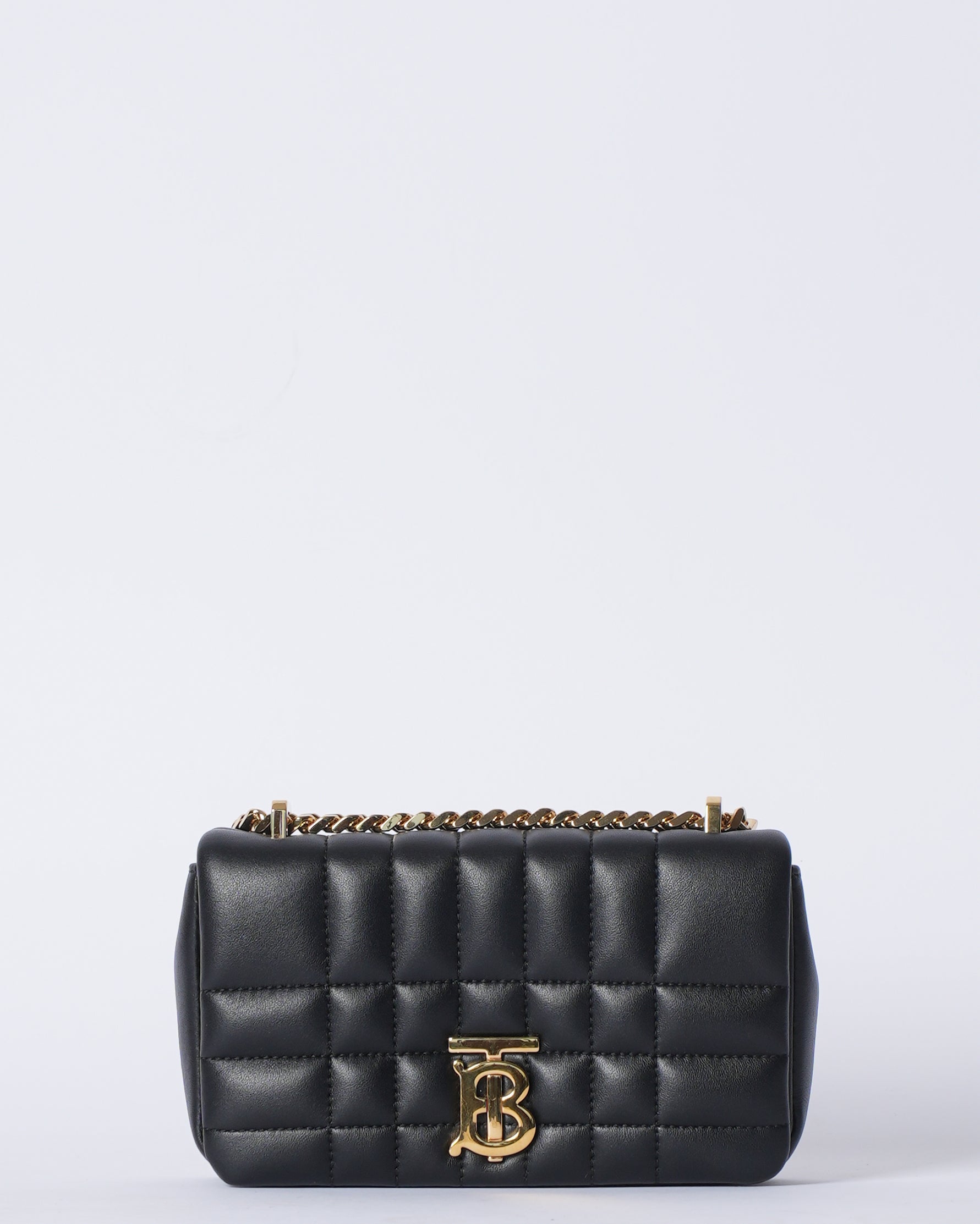 New Burberry Mini Lola Crossbody In Black With Golden Hardware