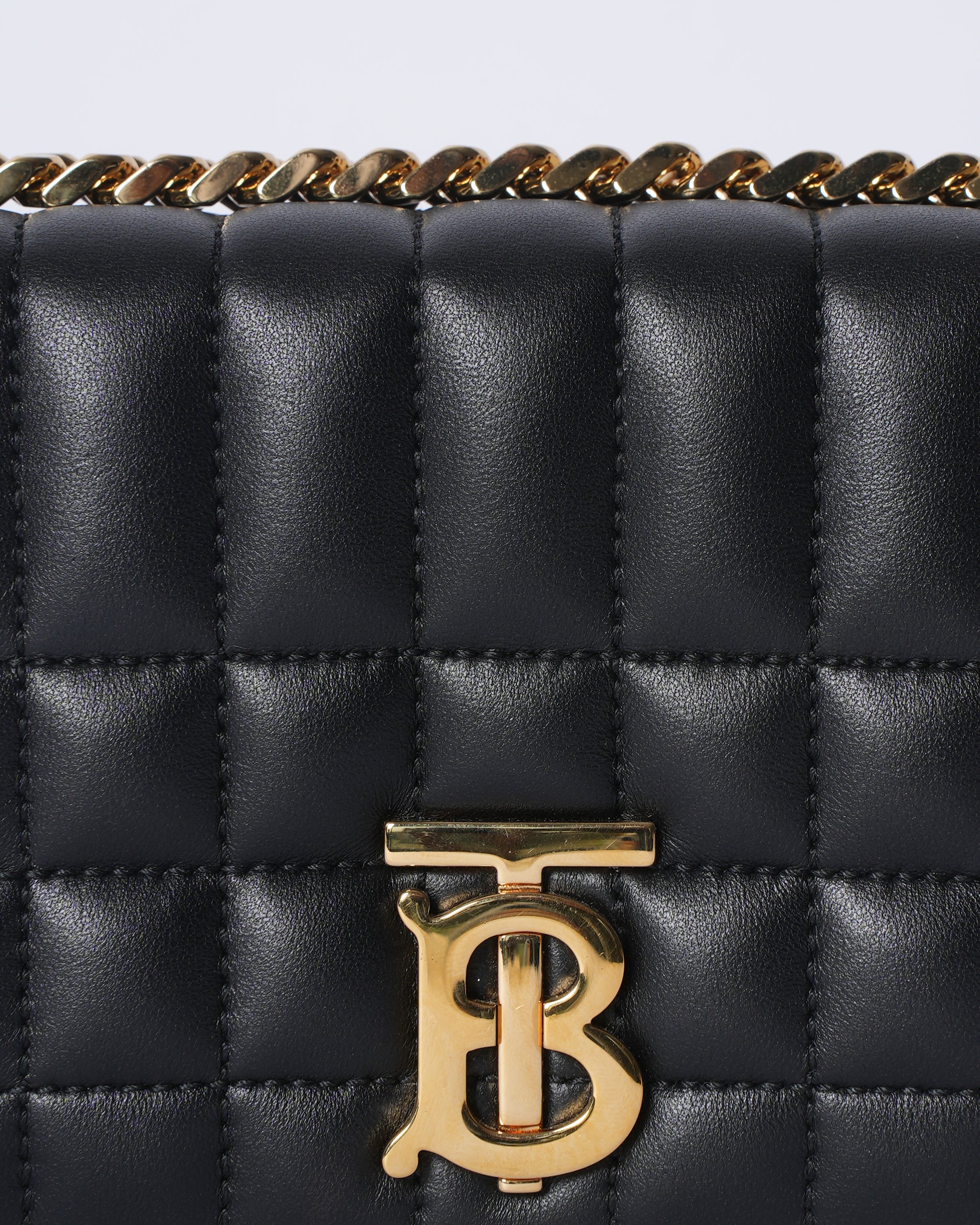 New Burberry Mini Lola Crossbody In Black With Golden Hardware