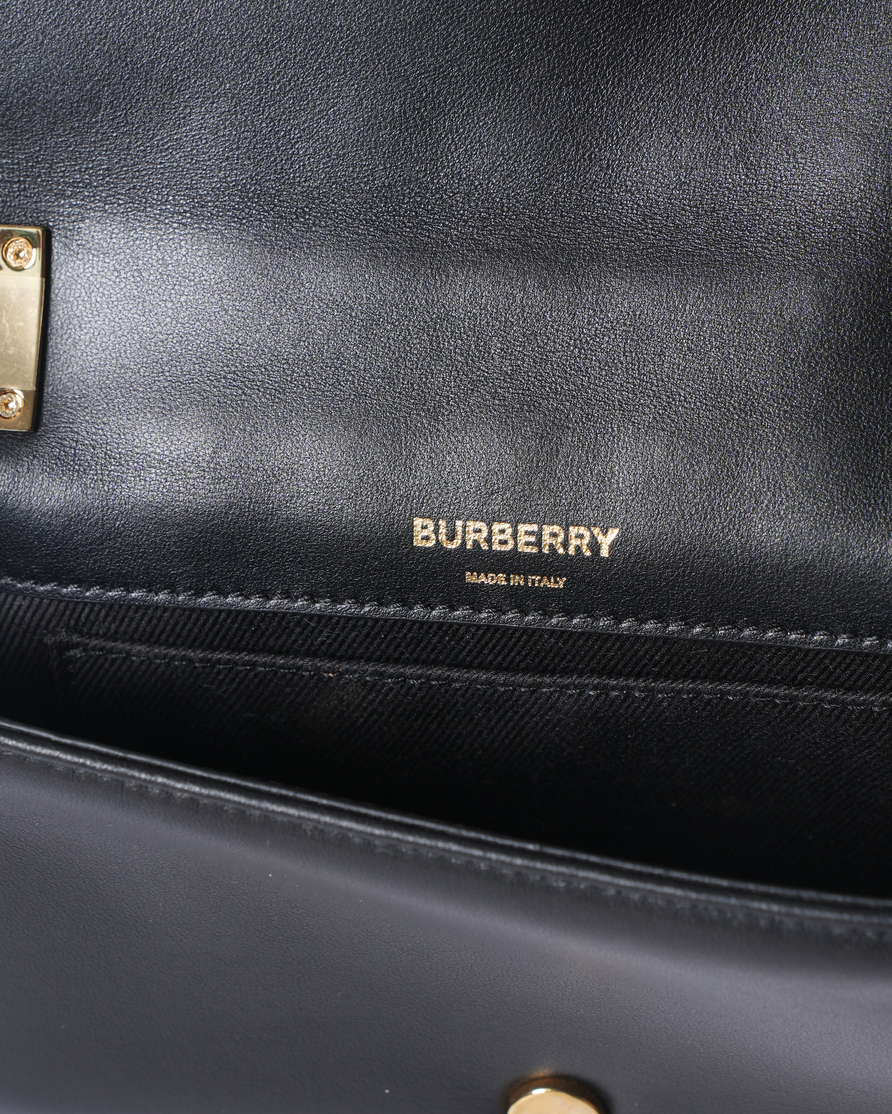 New Burberry Mini Lola Crossbody In Black With Golden Hardware