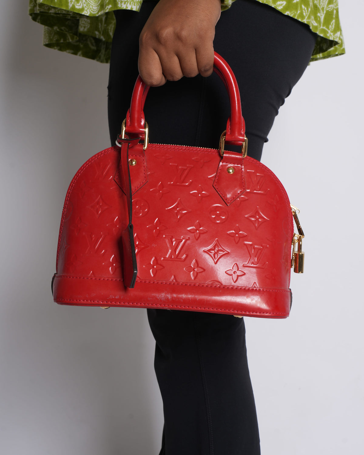 Louis Vuitton Red Monogram Vernis Alma Top Handle Bag