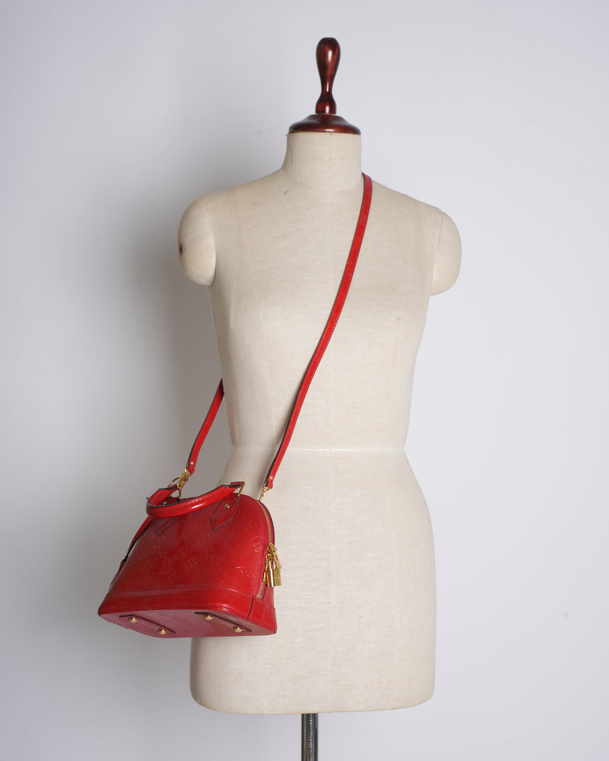 Louis Vuitton Red Monogram Vernis Alma Top Handle Bag