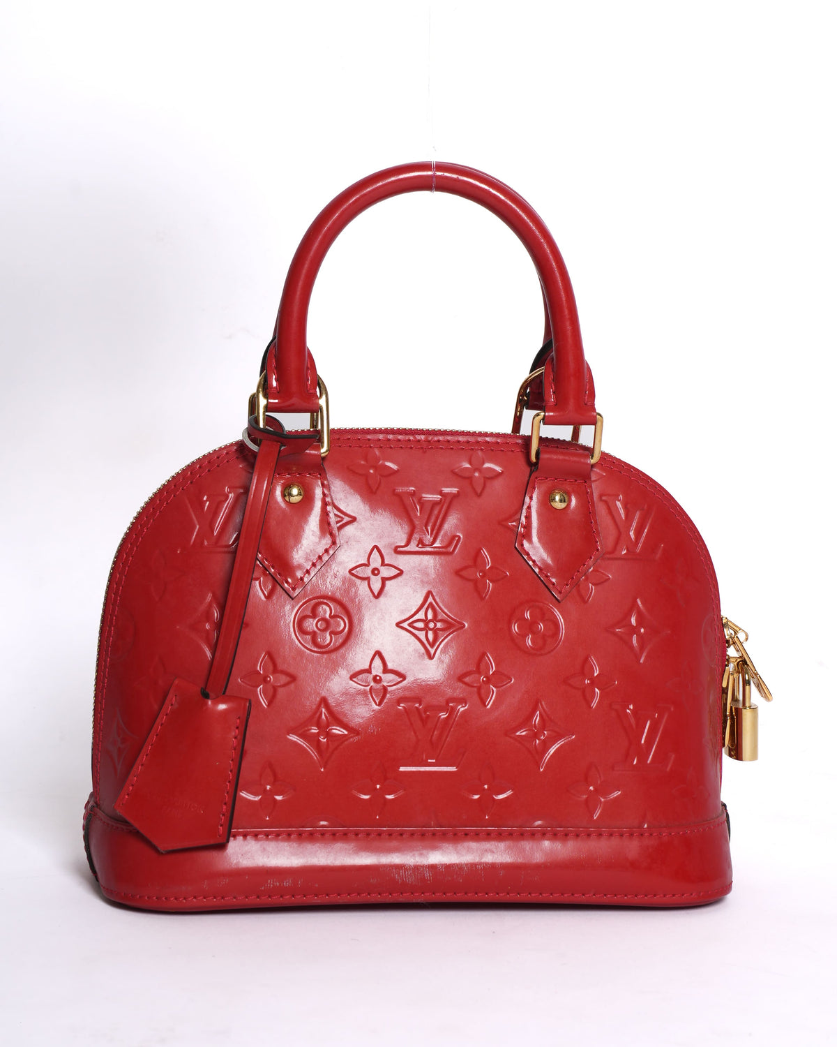 Louis Vuitton Red Monogram Vernis Alma Top Handle Bag