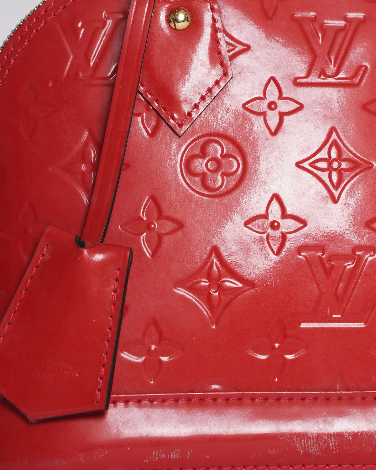 Louis Vuitton Red Monogram Vernis Alma Top Handle Bag