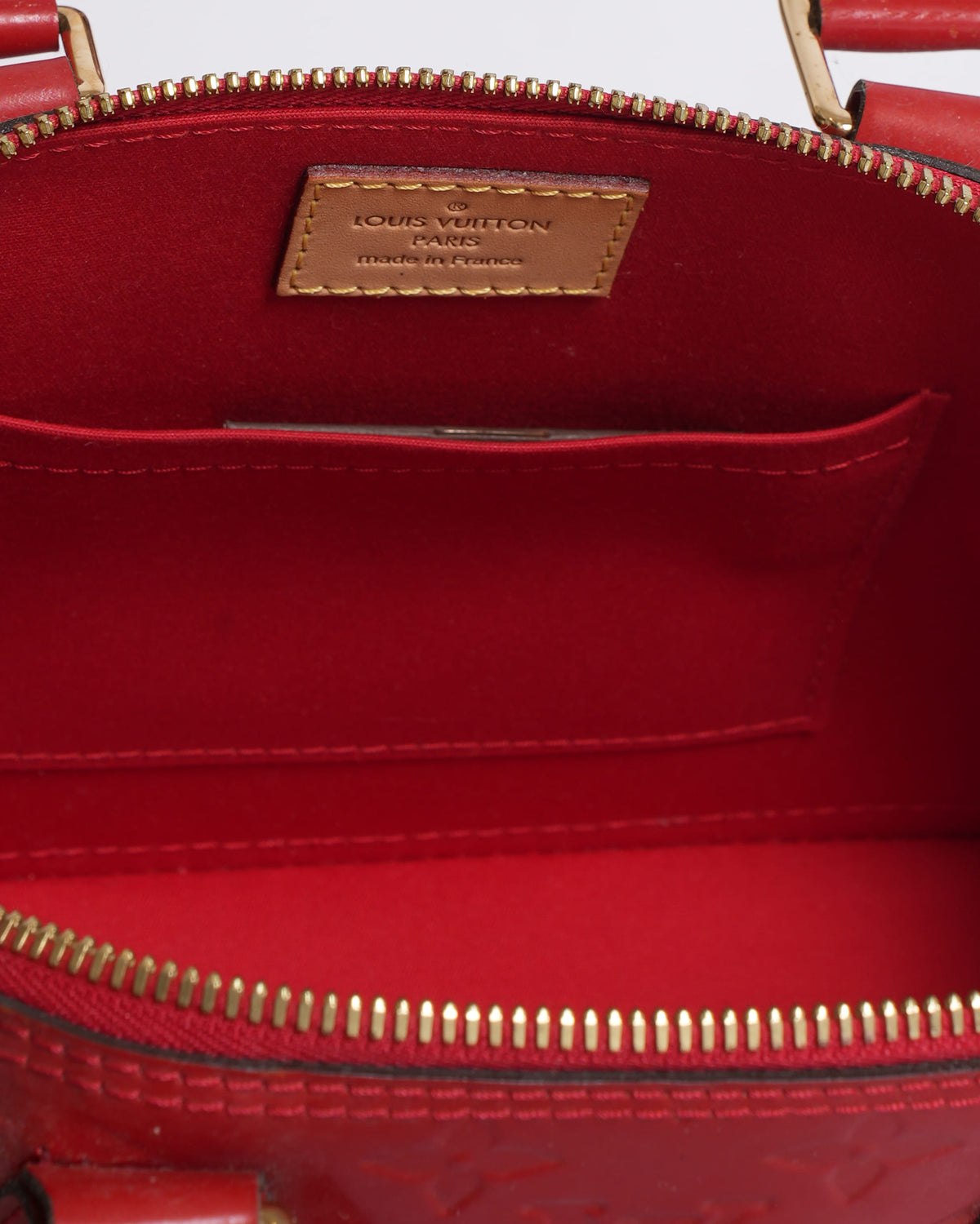 Louis Vuitton Red Monogram Vernis Alma Top Handle Bag