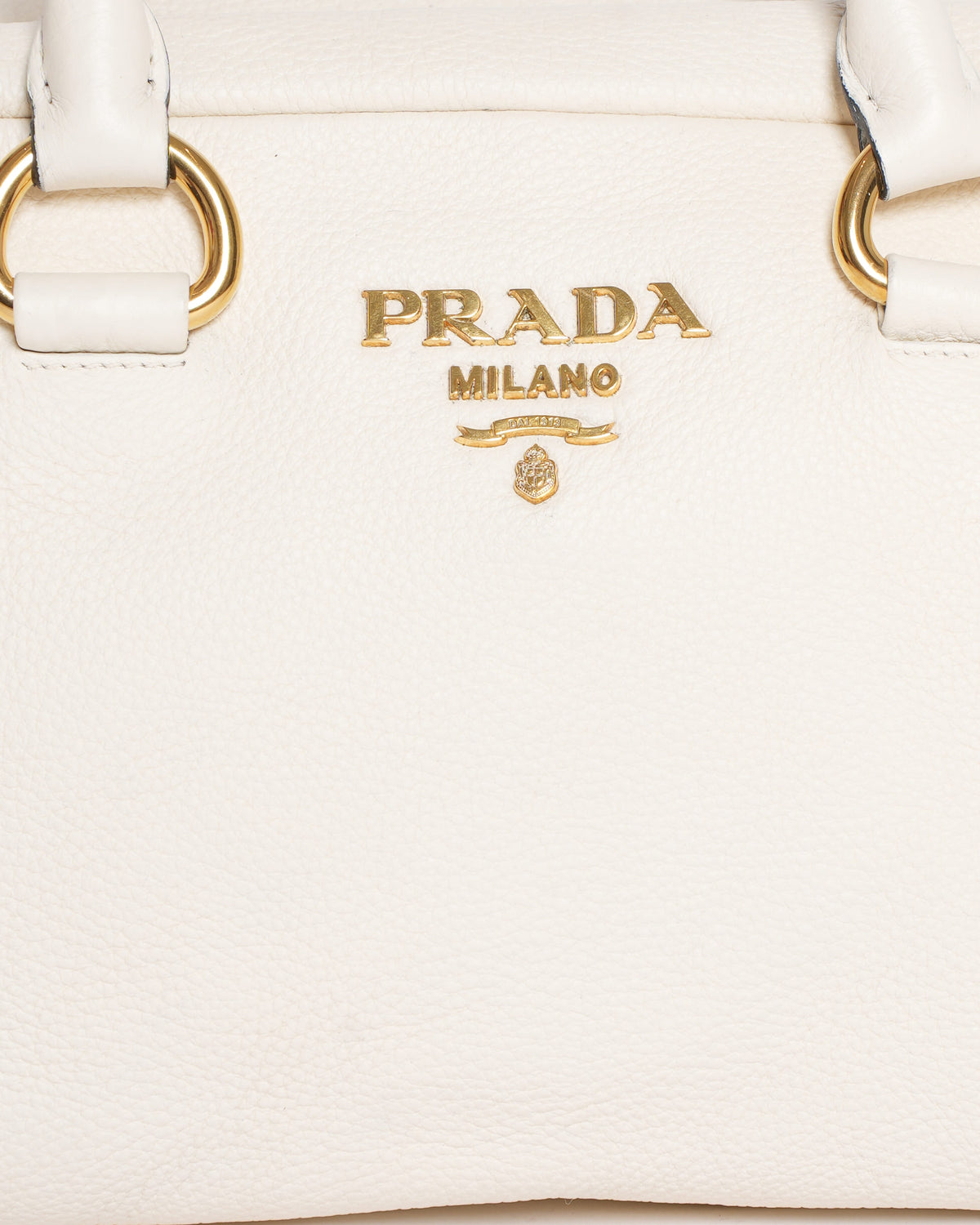 Prada White Saffiano Top Handle Satchel with Thick Shoulder Strap