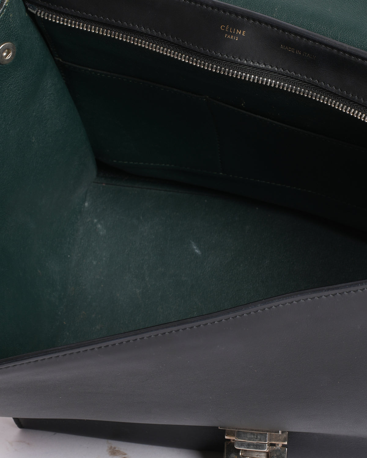 Celine Tri Color Leather & Pony Hair Trapeze Top Handle Bag