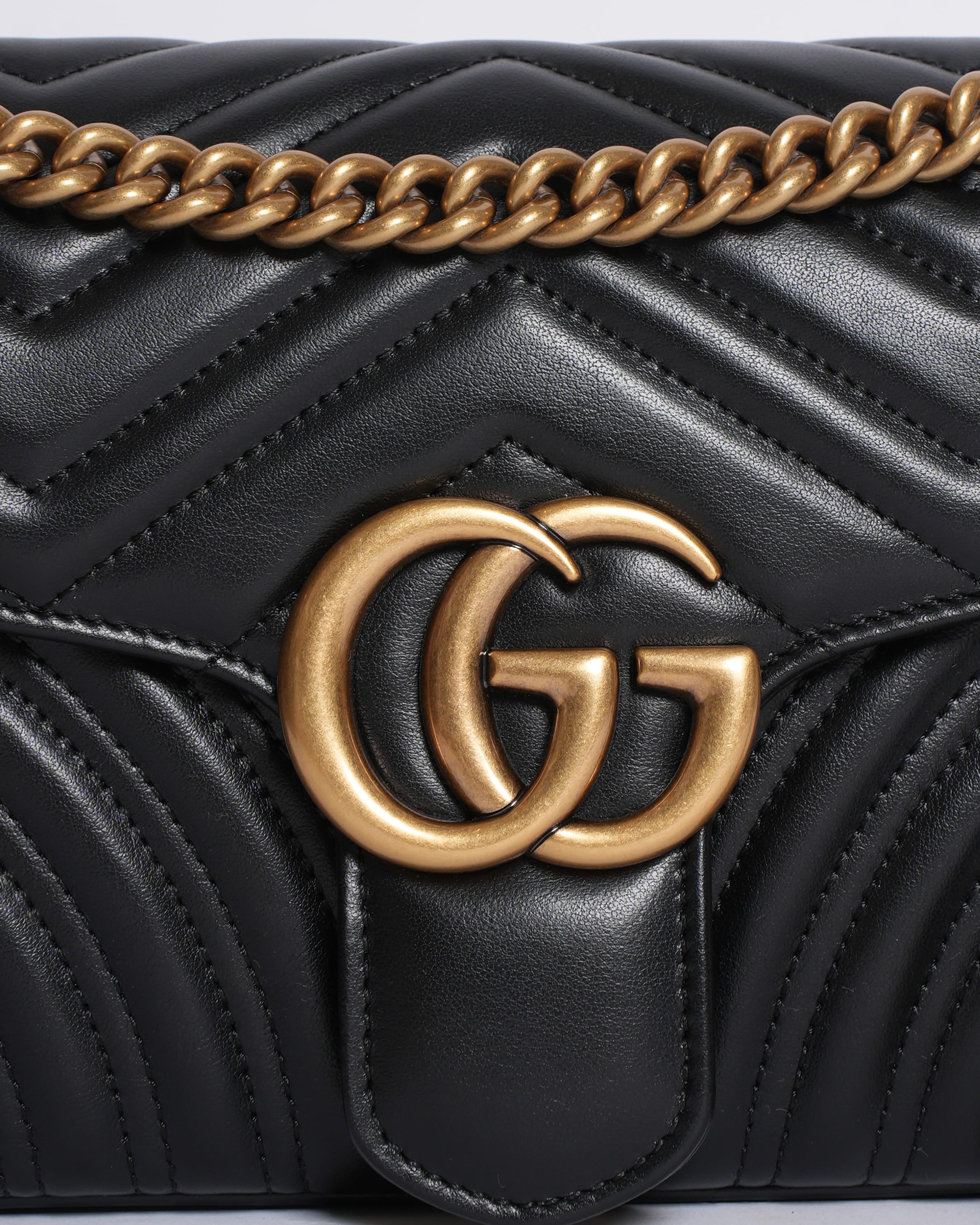 Gucci Marmont GG Medium Black Leather Crossbody