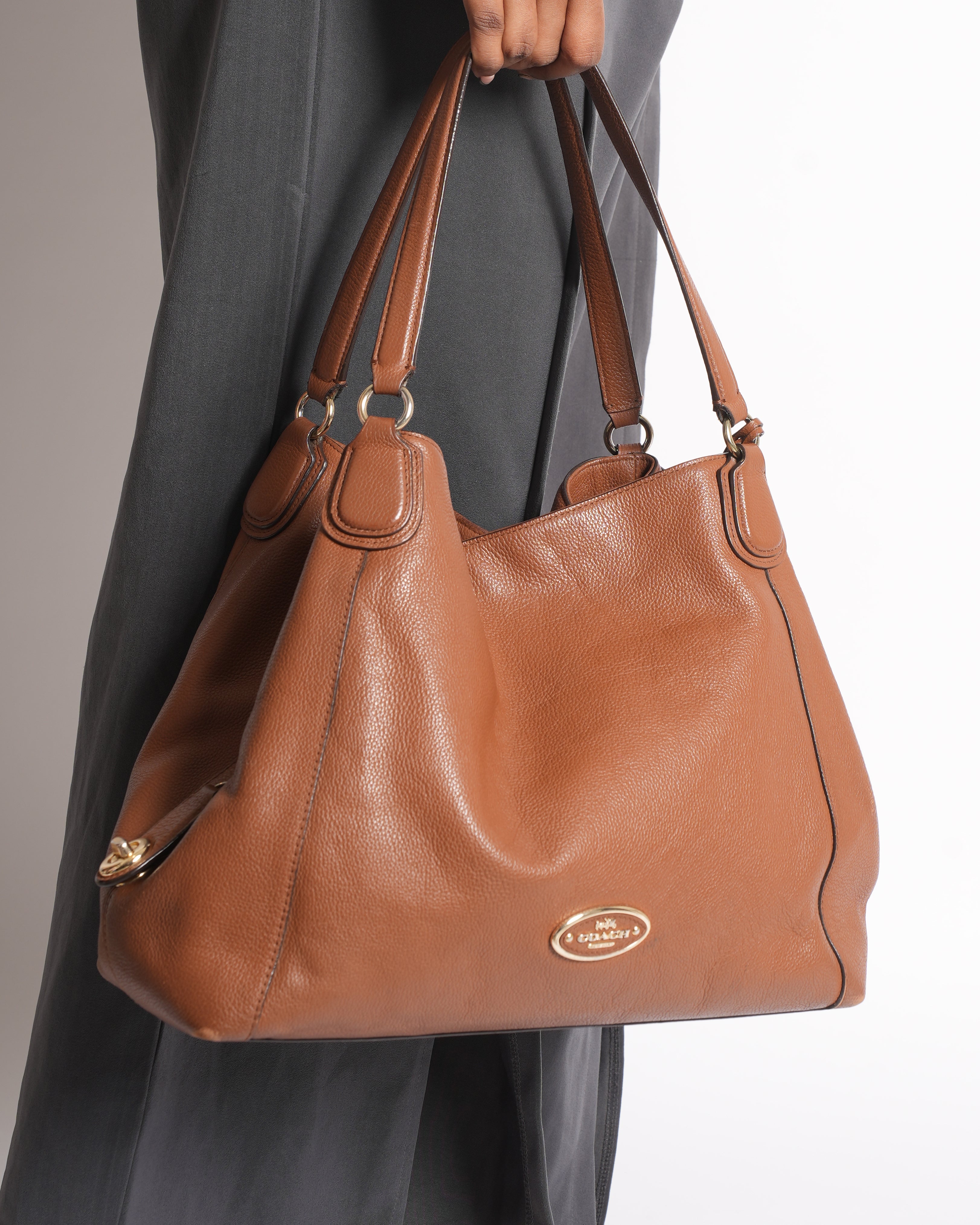 Coach brown leather eddie shoulder bag