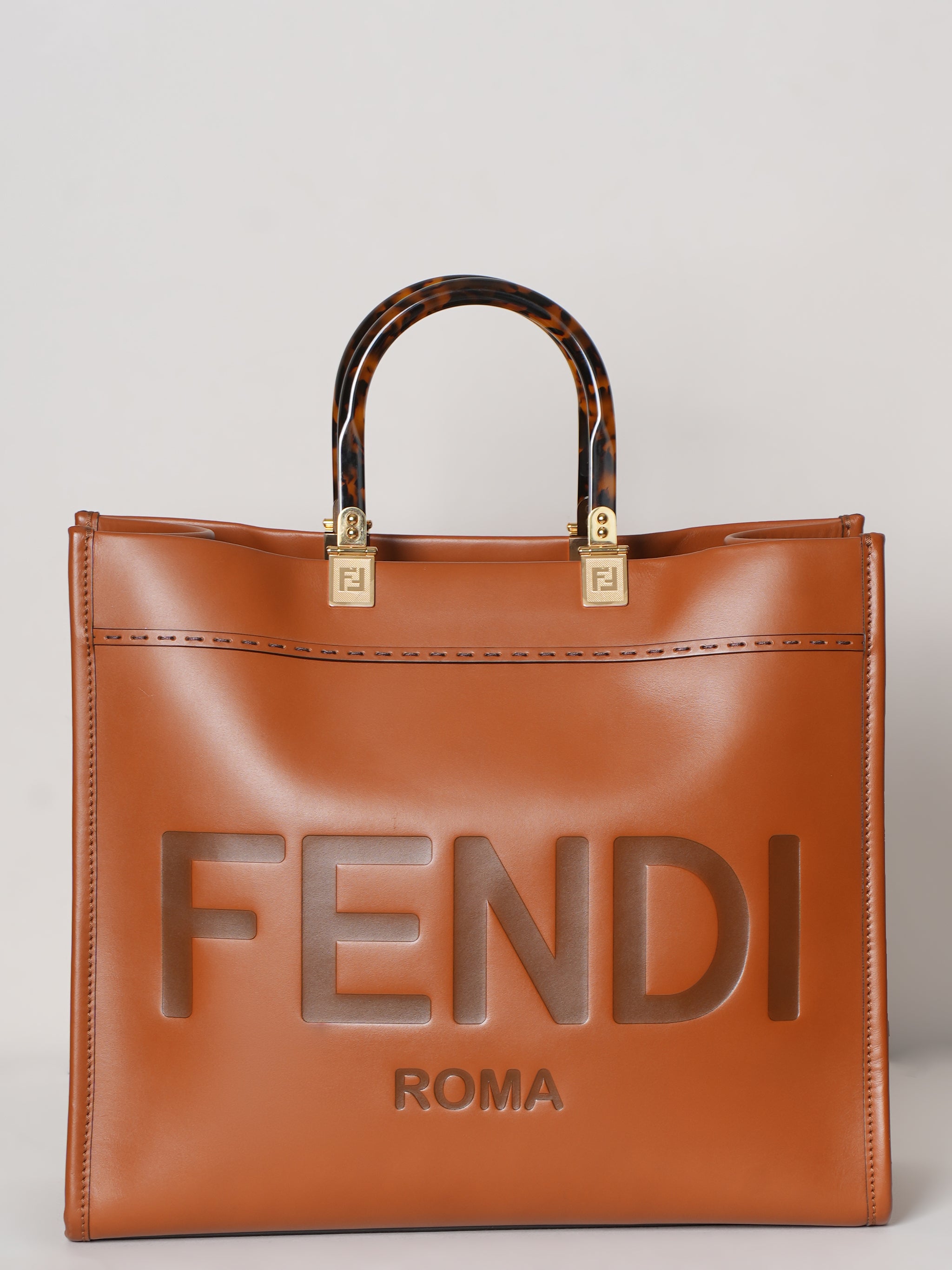 New Fendi Sunshine Leather Large Tote Bag