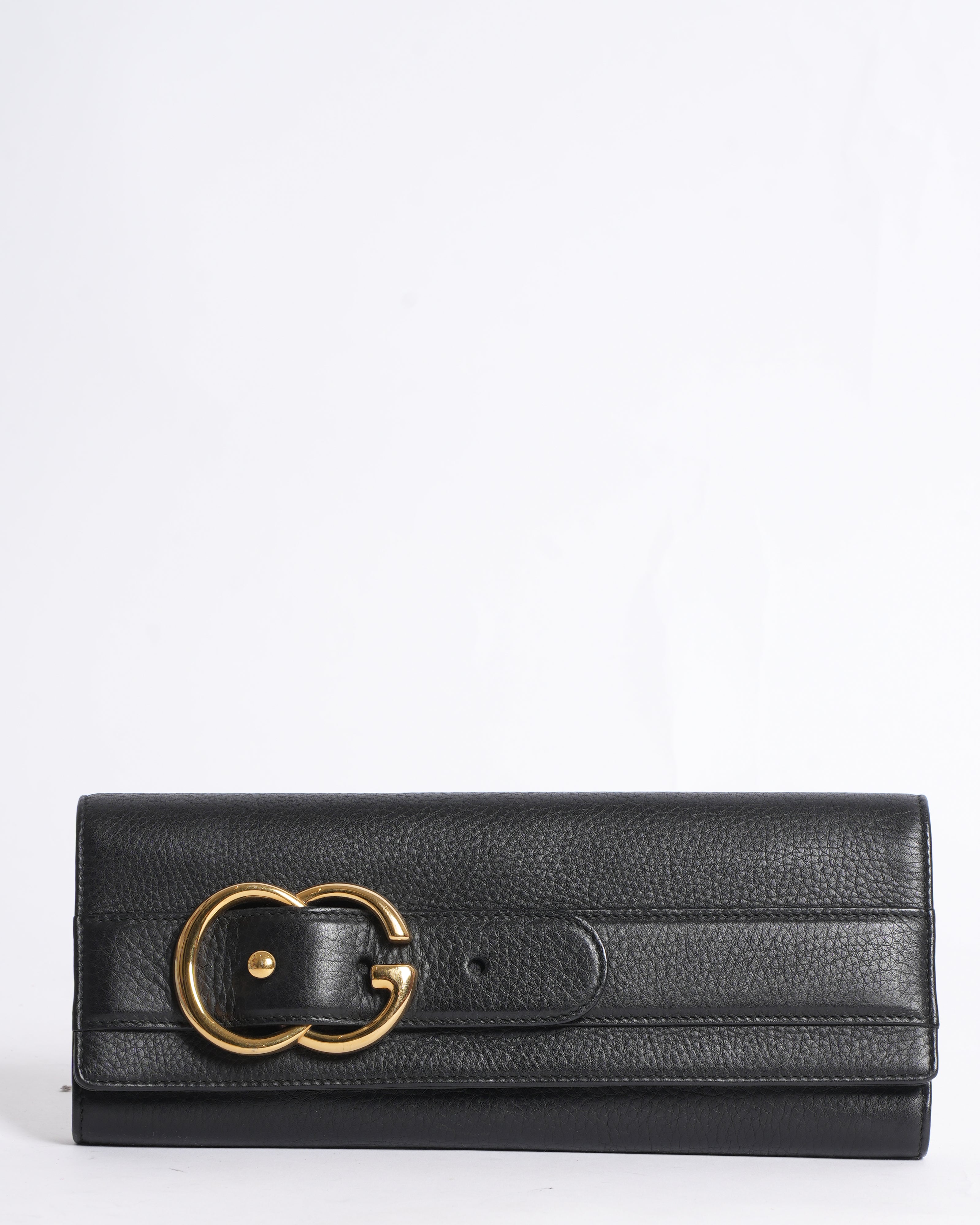 GUCCI BLACK LEATHER CLUTCH BAG