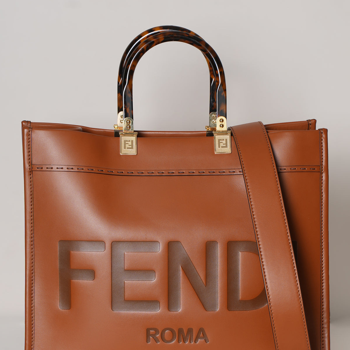 New Fendi Sunshine Leather Large Tote Bag
