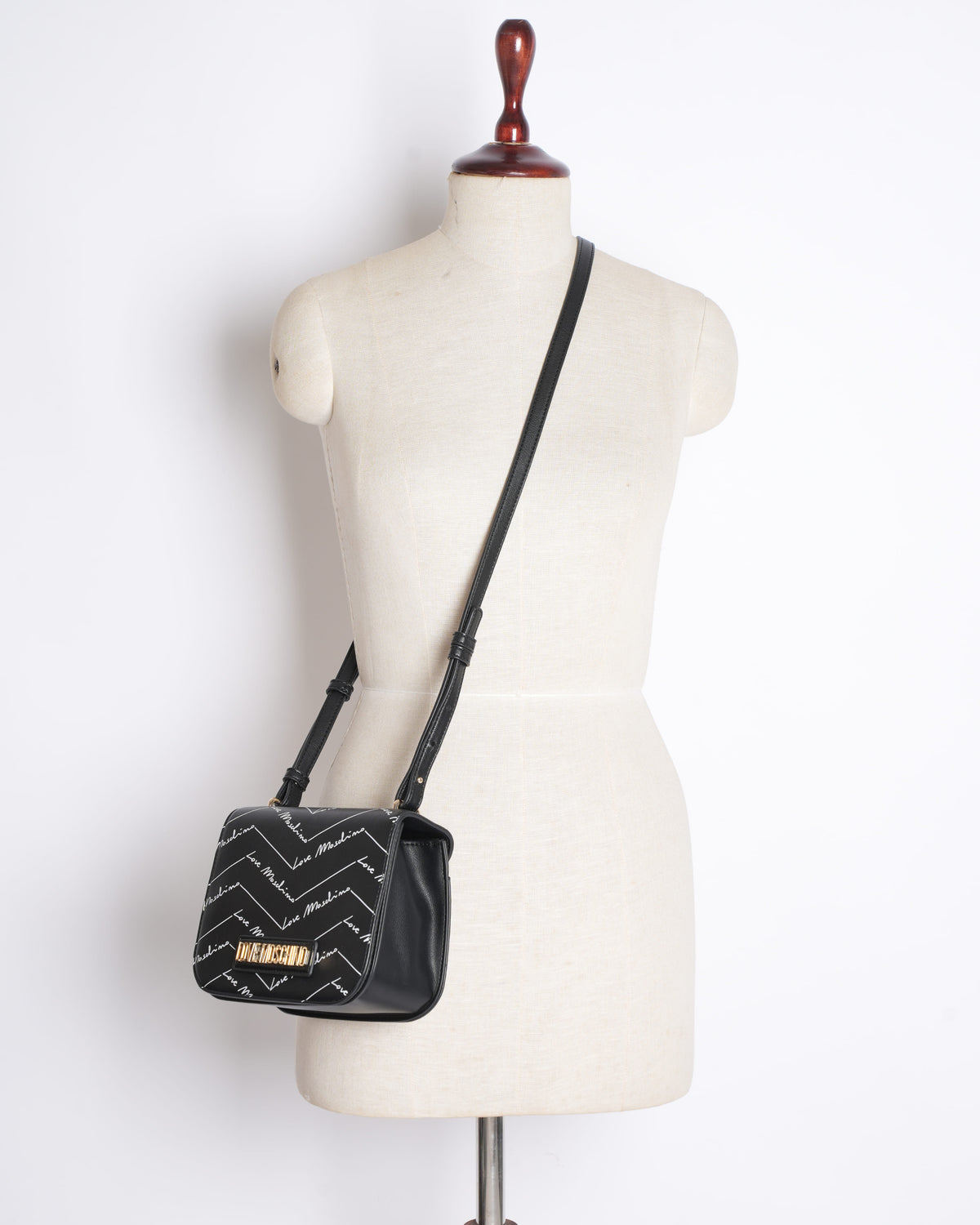 New Love Moschino Monogram Logo Crossbody Bag in Black