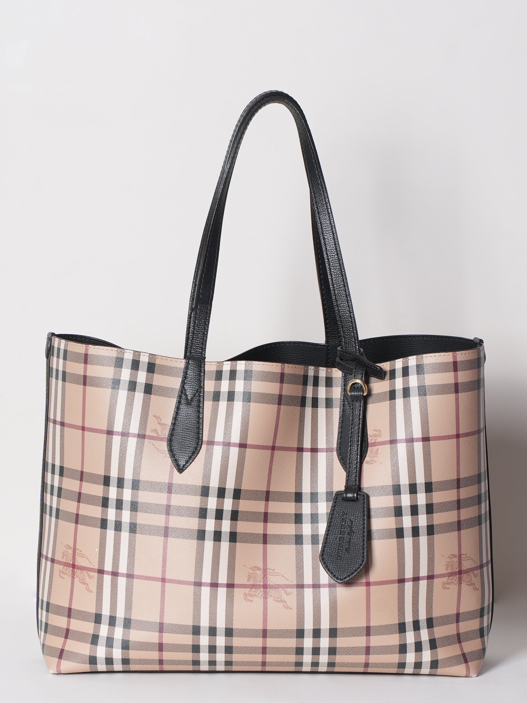 New Burberry Signature Black Reversible Tote Bag