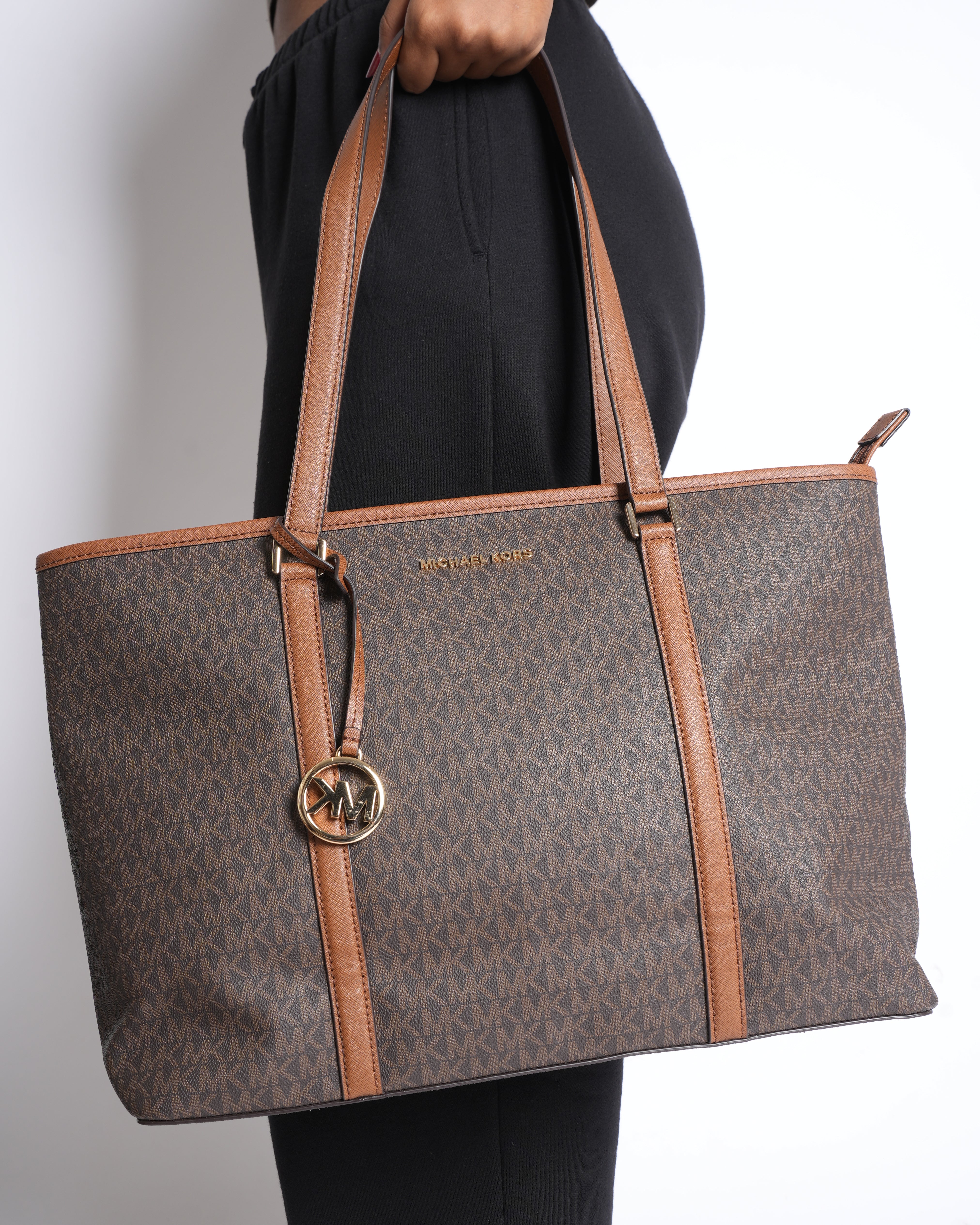 Michael Kors Monogram Tote Bag in Brown