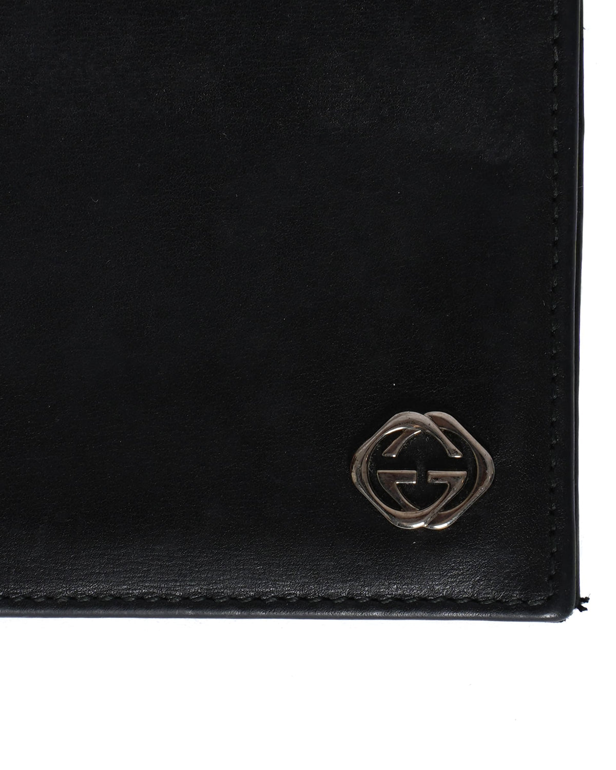 Gucci Black Leather Interlocking G Bi-Fold Wallet