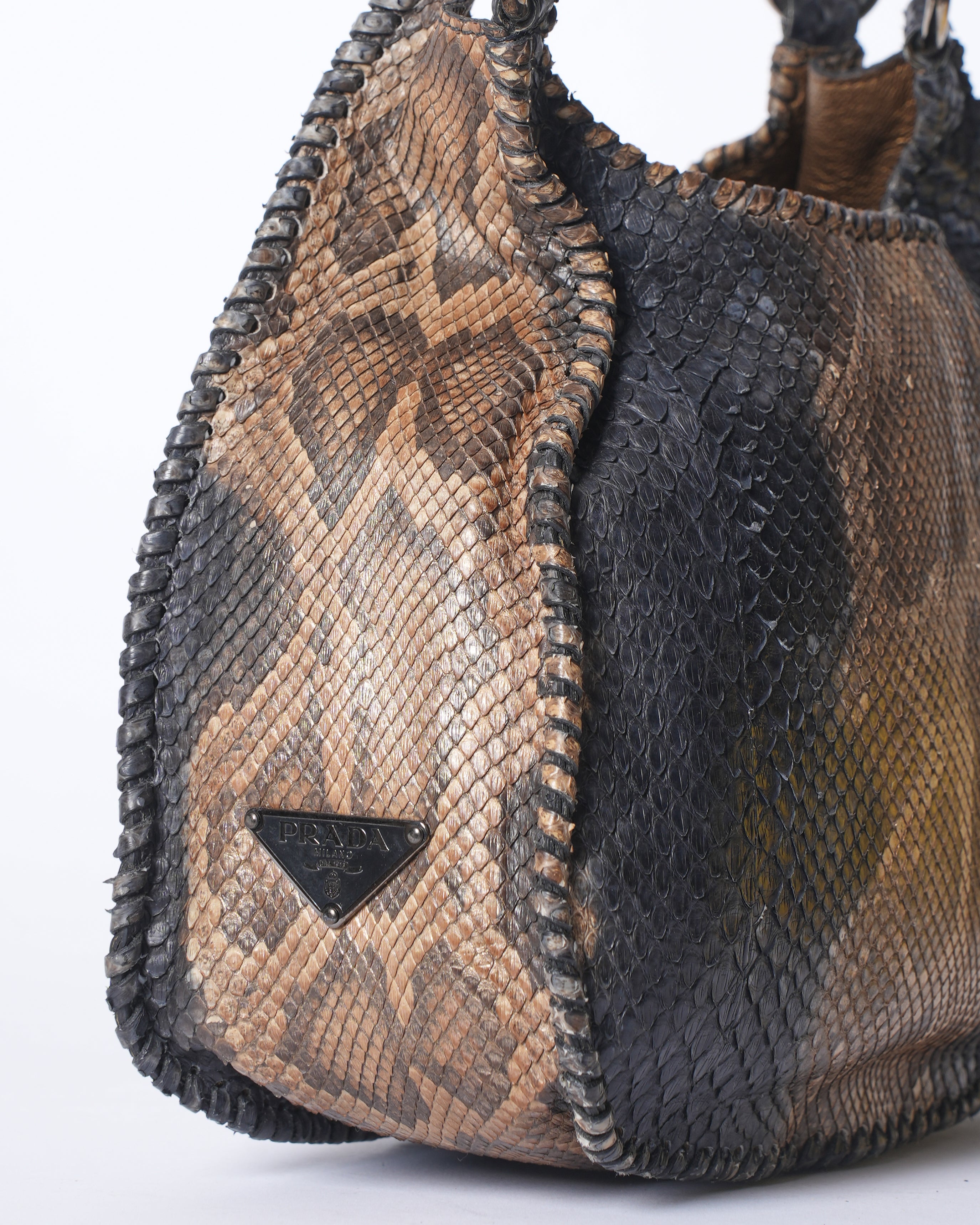 Prada python string shoulder bag bronzo bag