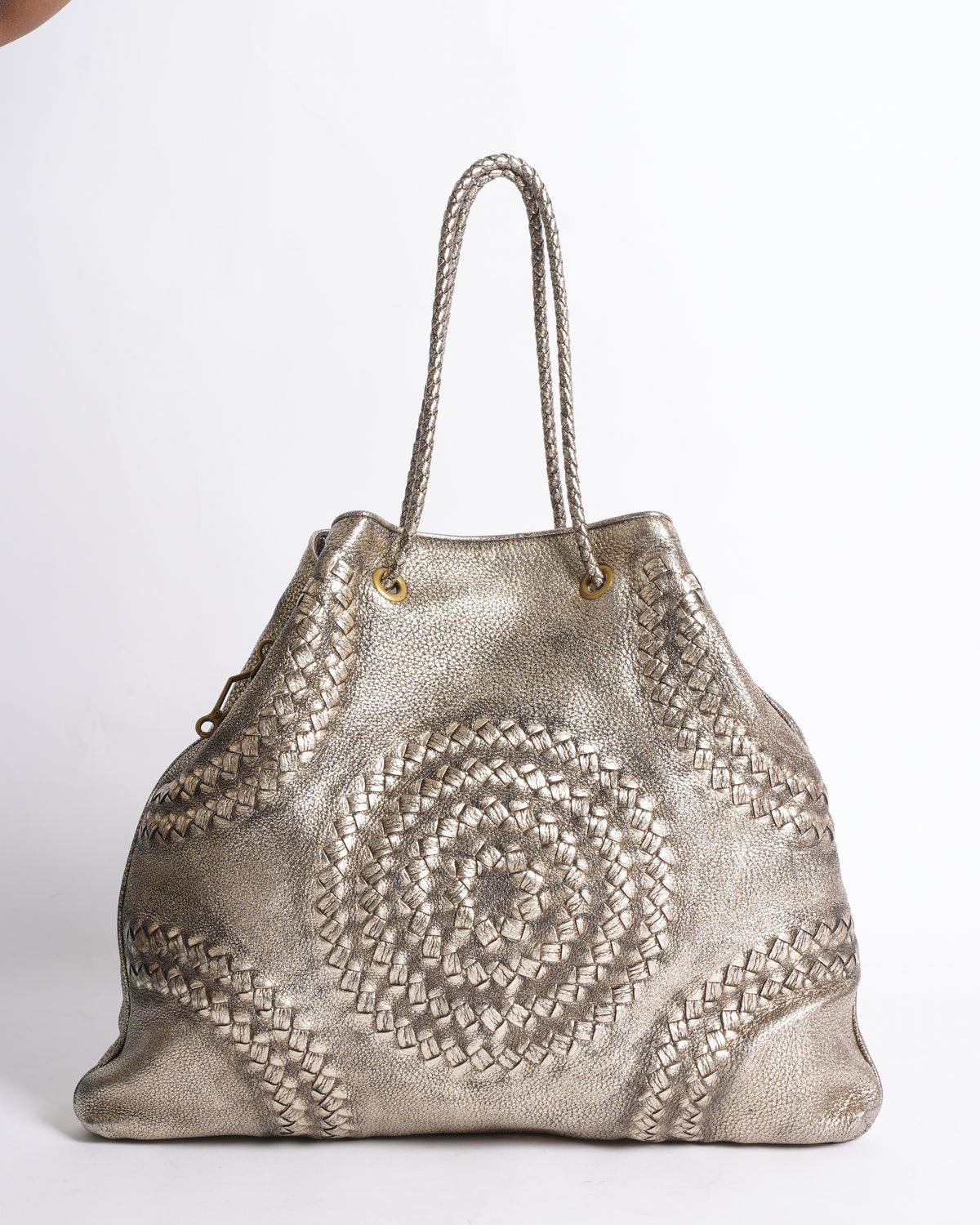 Bottega Veneta Metallic Gold Leather Illusion Hobo