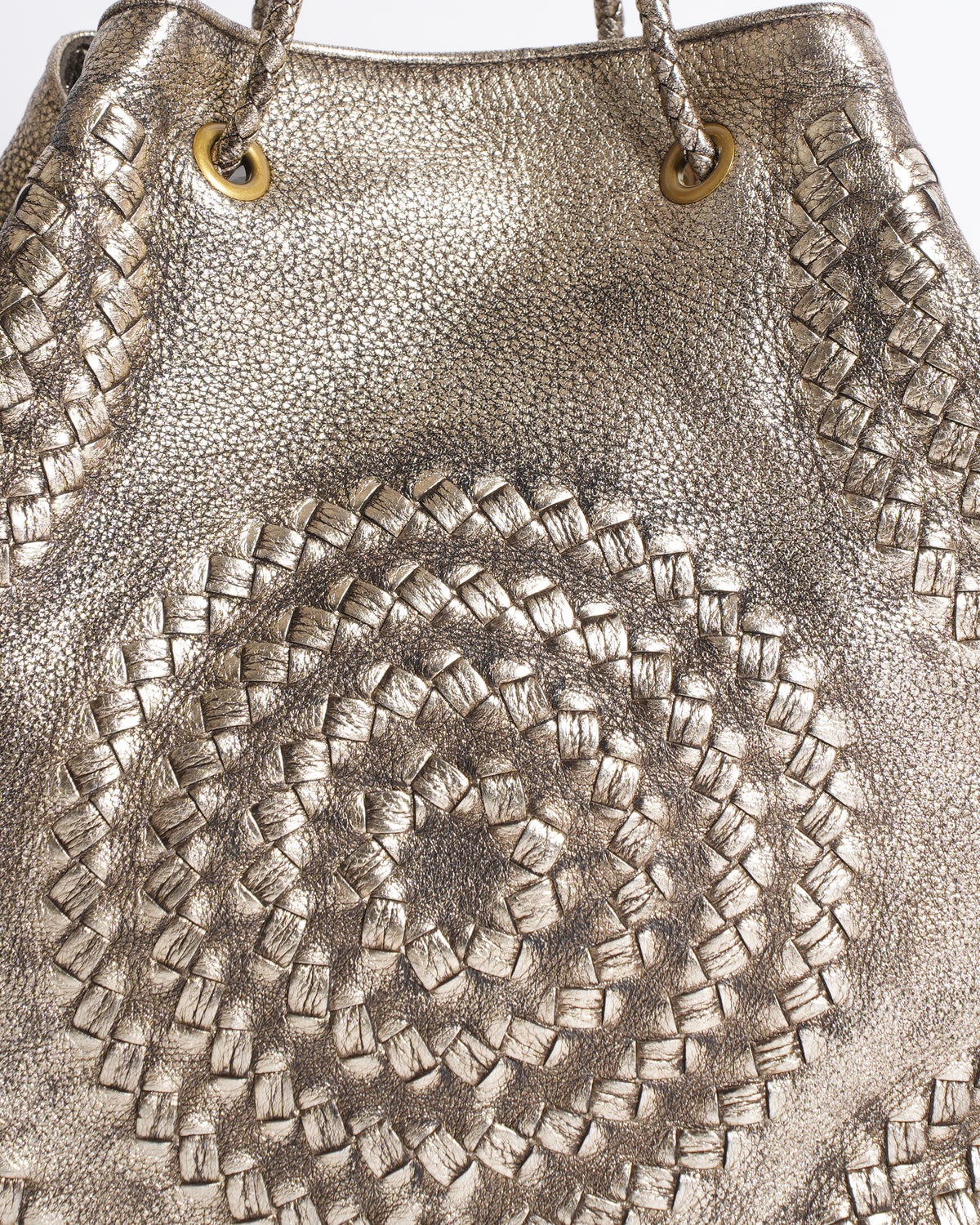 Bottega Veneta Metallic Gold Leather Illusion Hobo