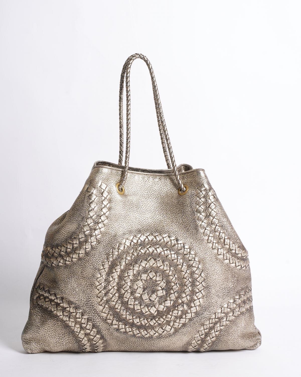 Bottega Veneta Metallic Gold Leather Illusion Hobo