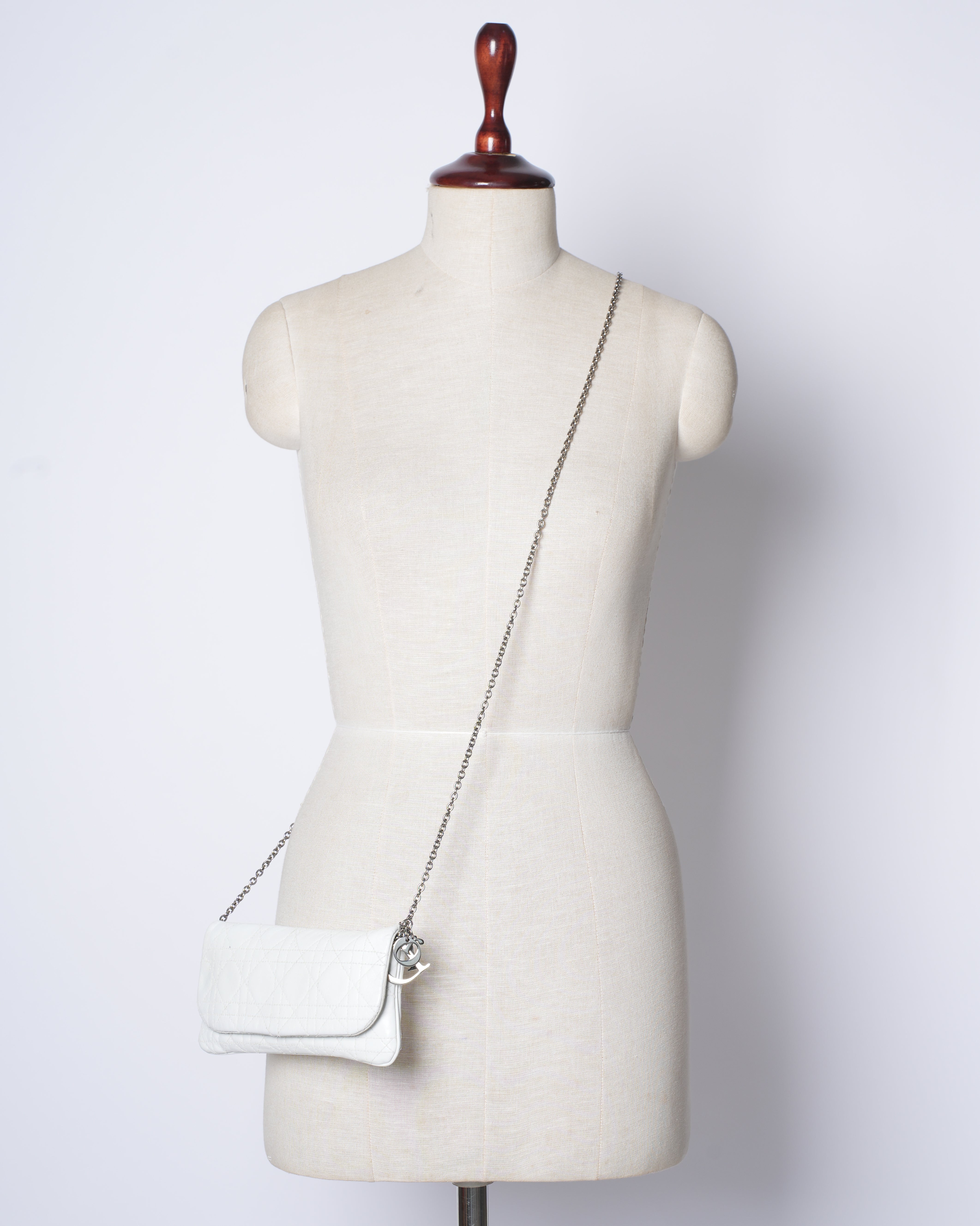 Dior White CAnnage Crossbody Bag In White