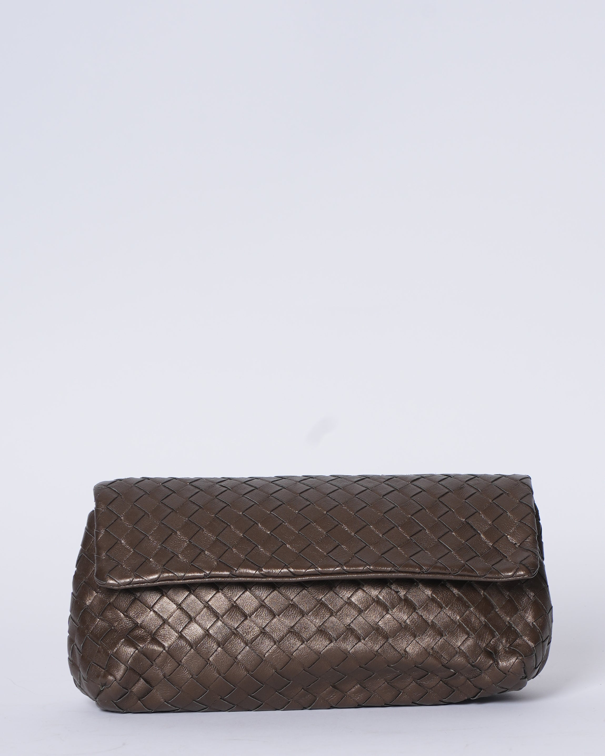 Bottega Veneta Napa Leather Clutch In Brown