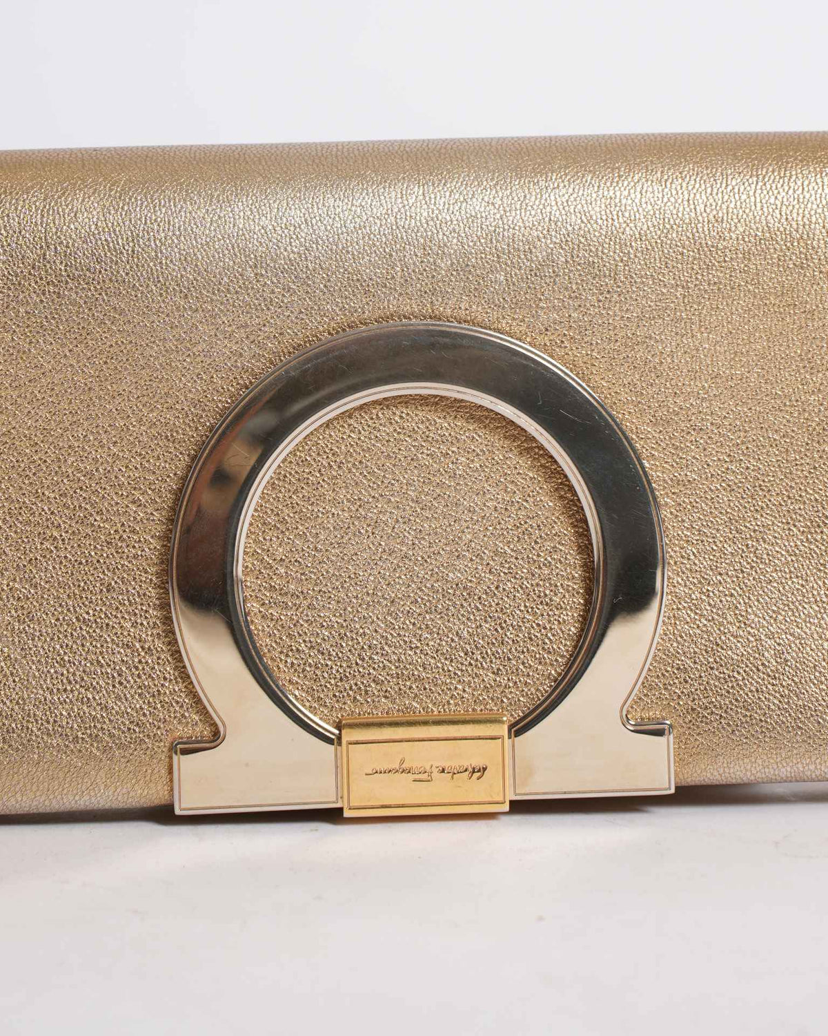 Salvatore Ferragamo Clutch In Gold Tone