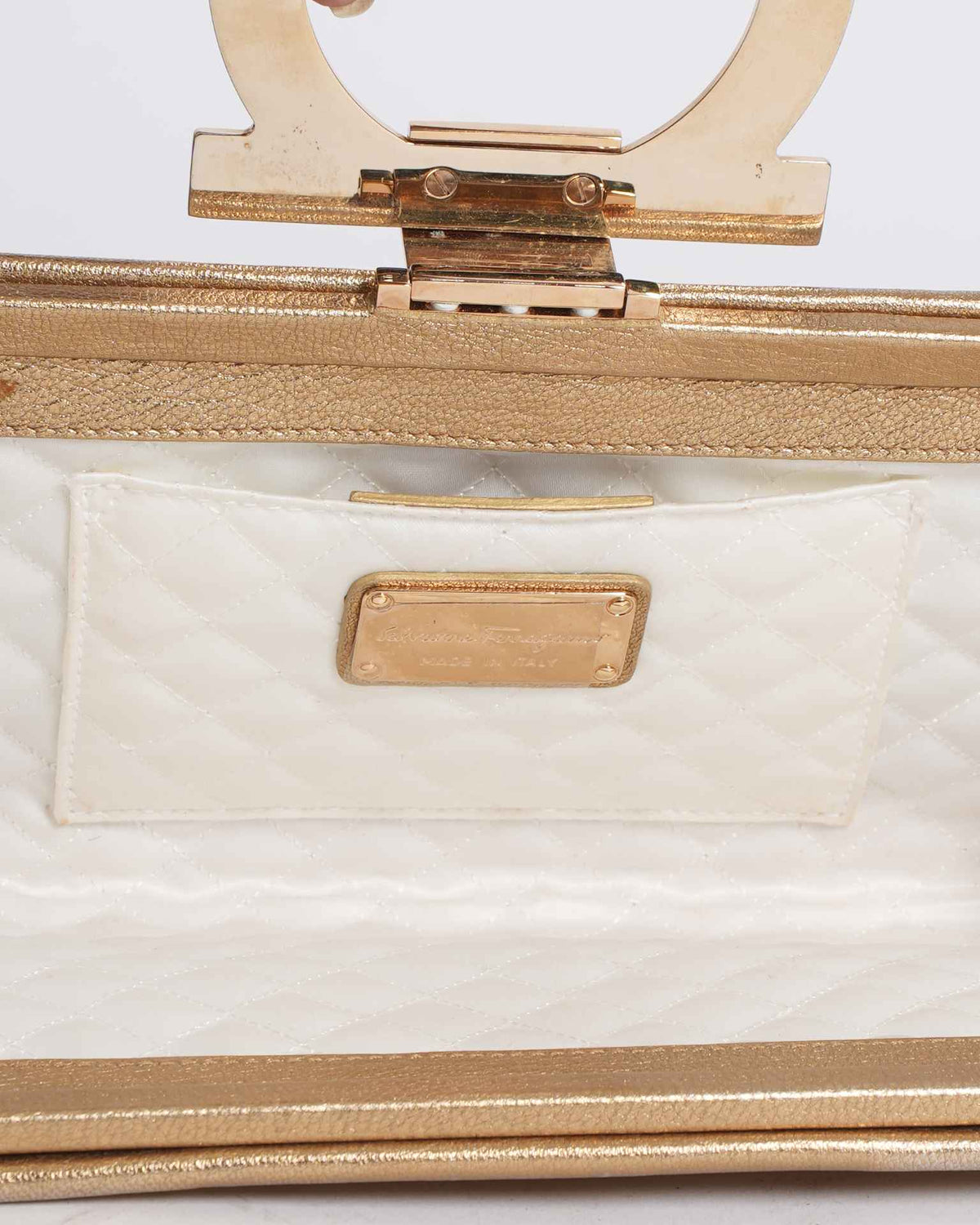 Salvatore Ferragamo Clutch In Gold Tone