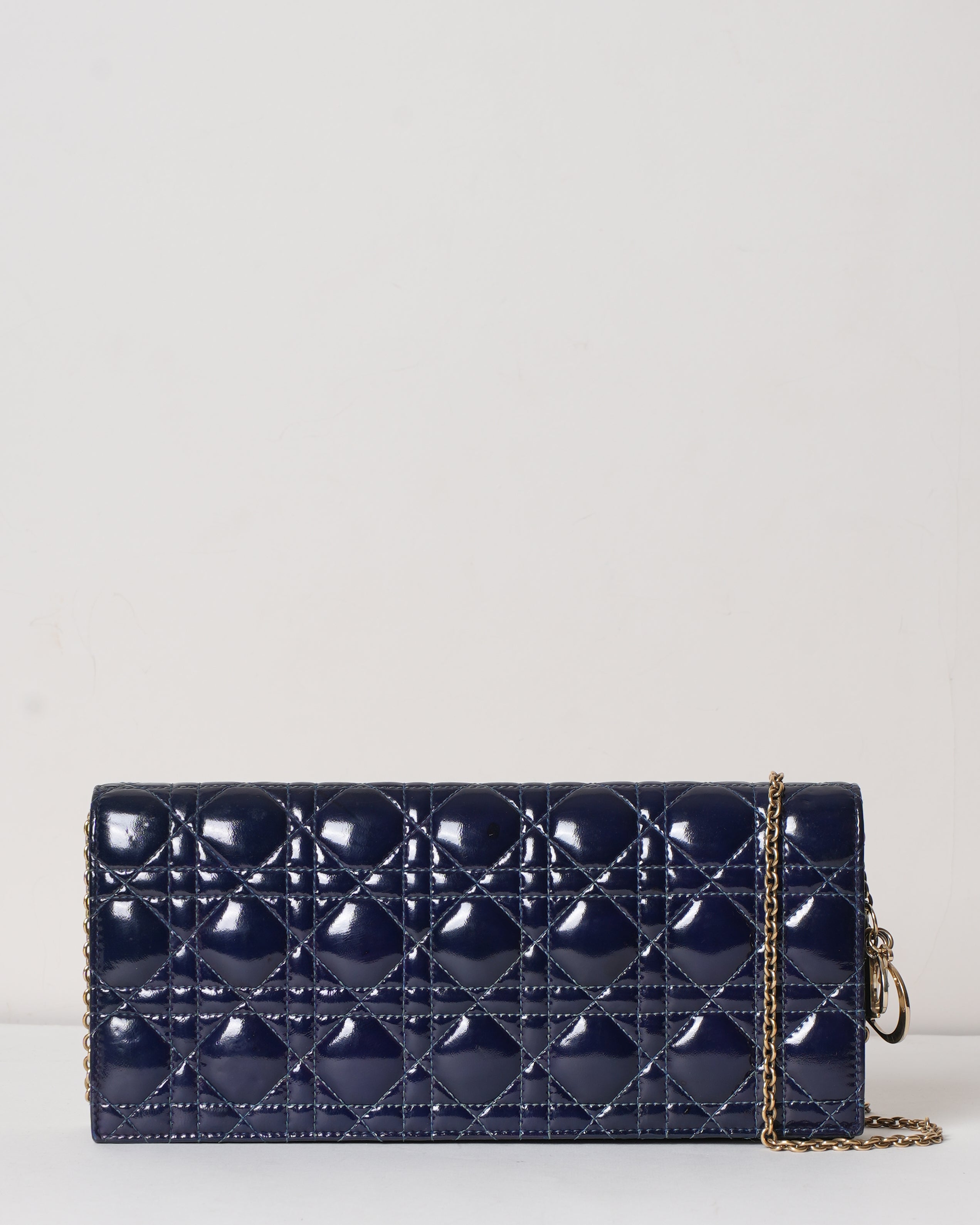 Dior Blue Cannage Leather Lady Dior Clutch