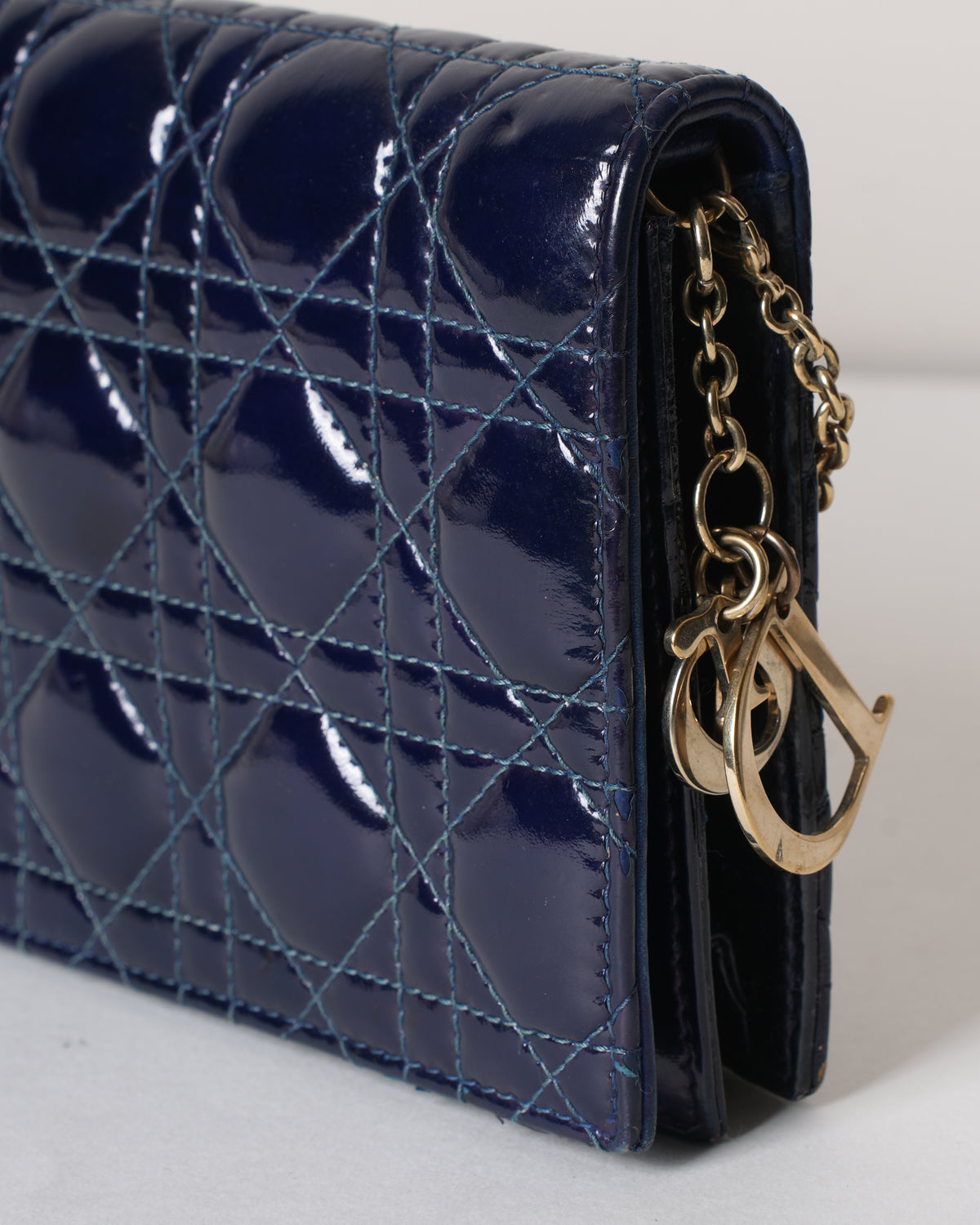 Dior Blue Cannage Leather Lady Dior Clutch