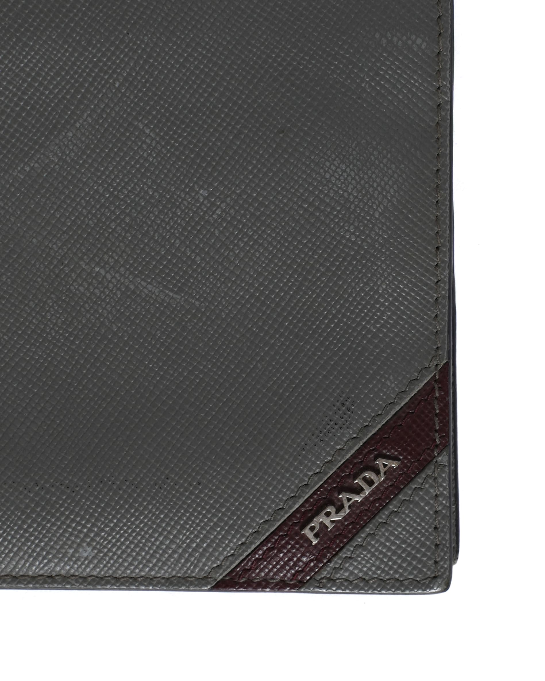 Prada Grey Saffiano Leather Bi-Fold Wallet