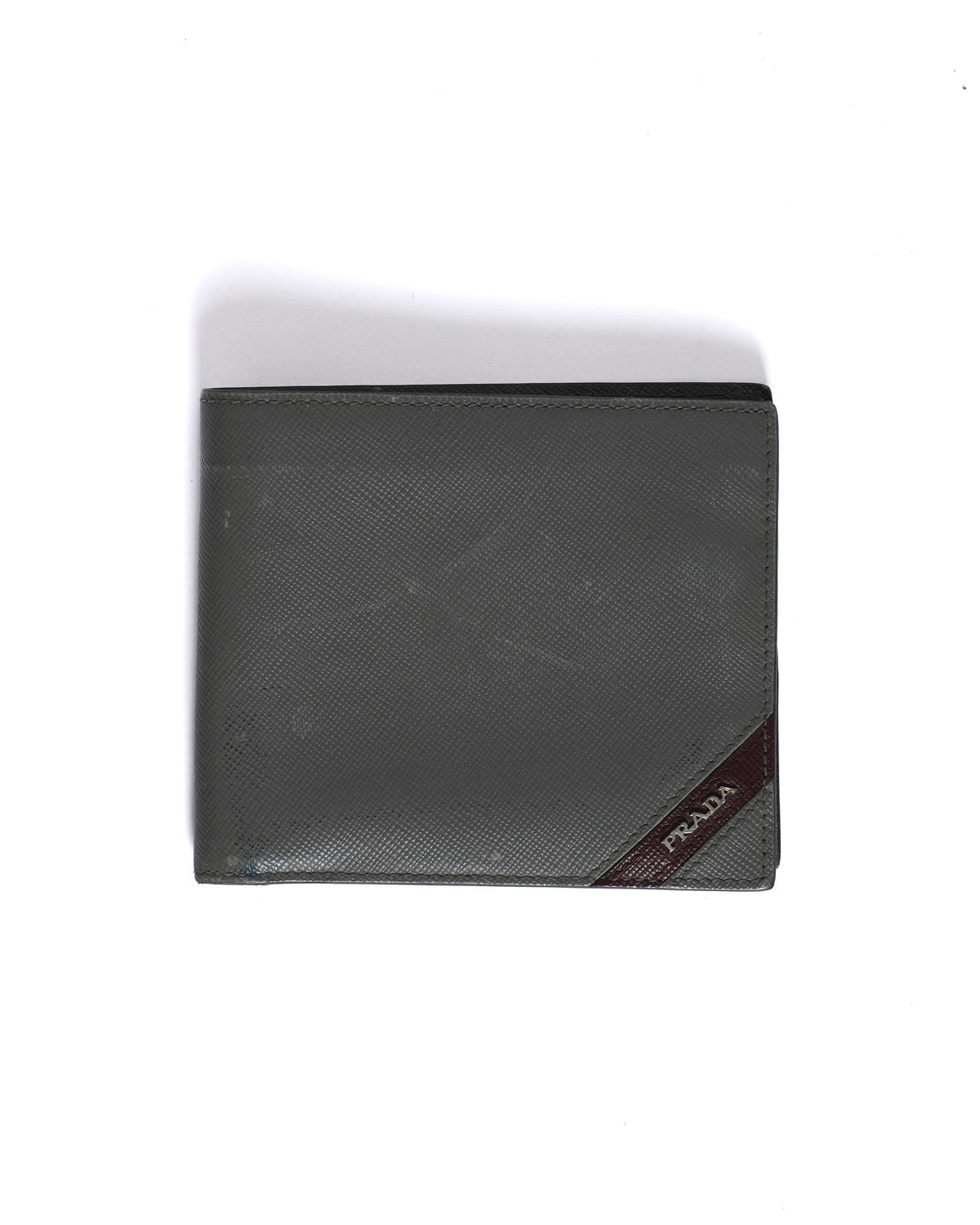 Prada Grey Saffiano Leather Bi-Fold Wallet