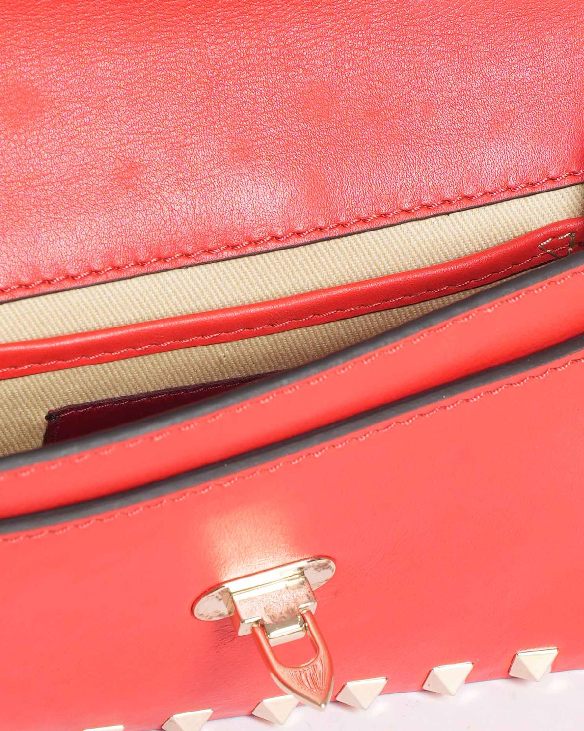 Valentino Garavani Red Leather Rockstud Baguette