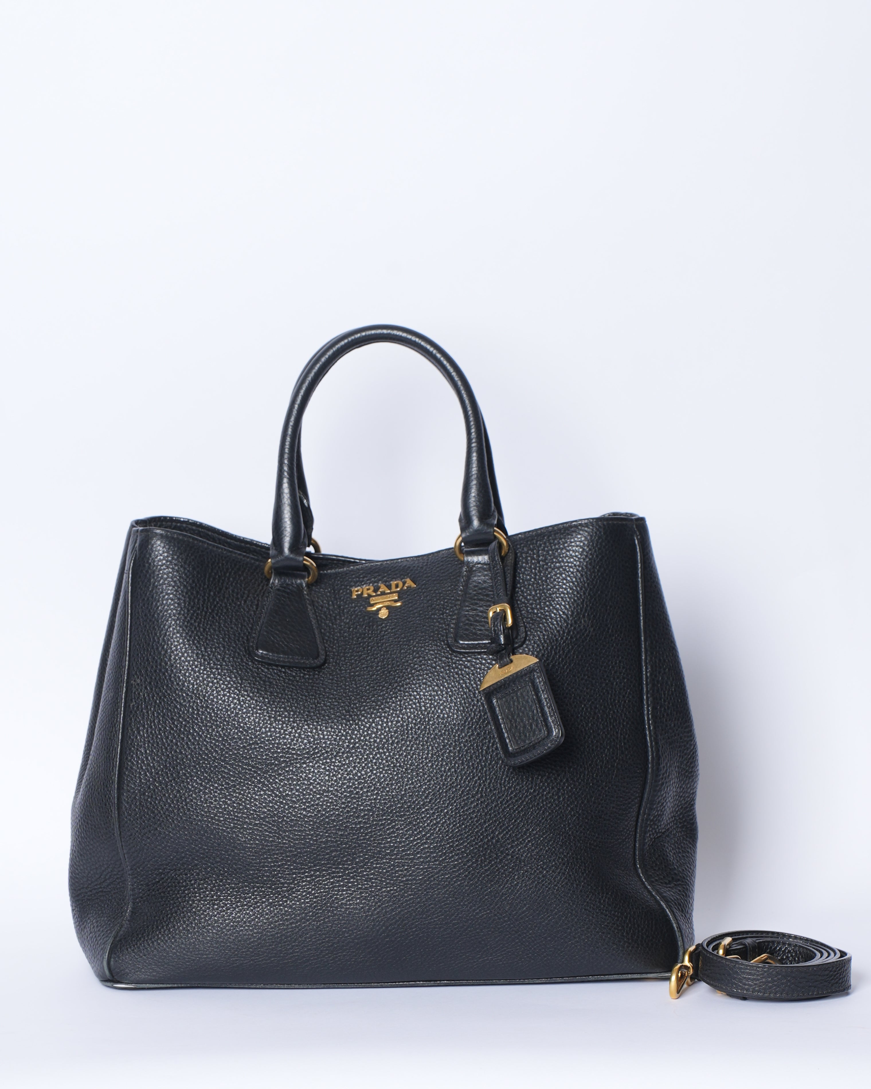 Prada Galleria Double Handle Bag In Black