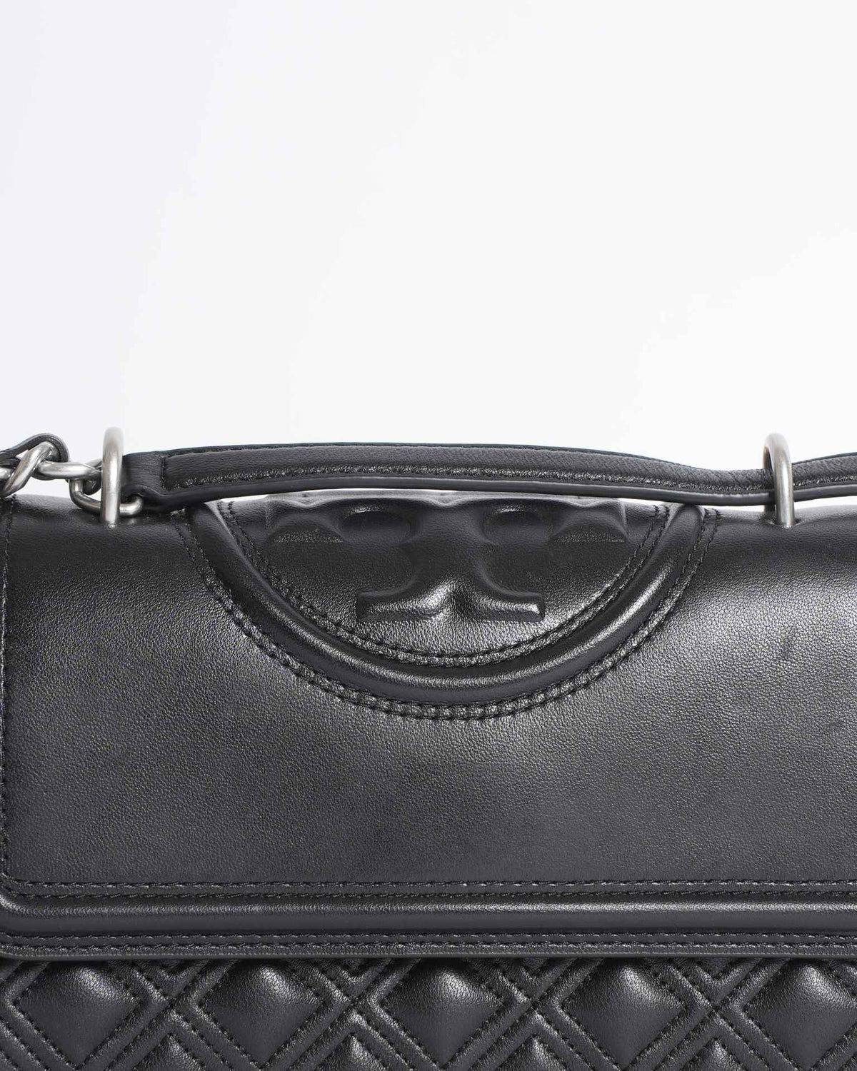 Tory Burch Quilted Fleming Convertible Shoulder Bag In Black