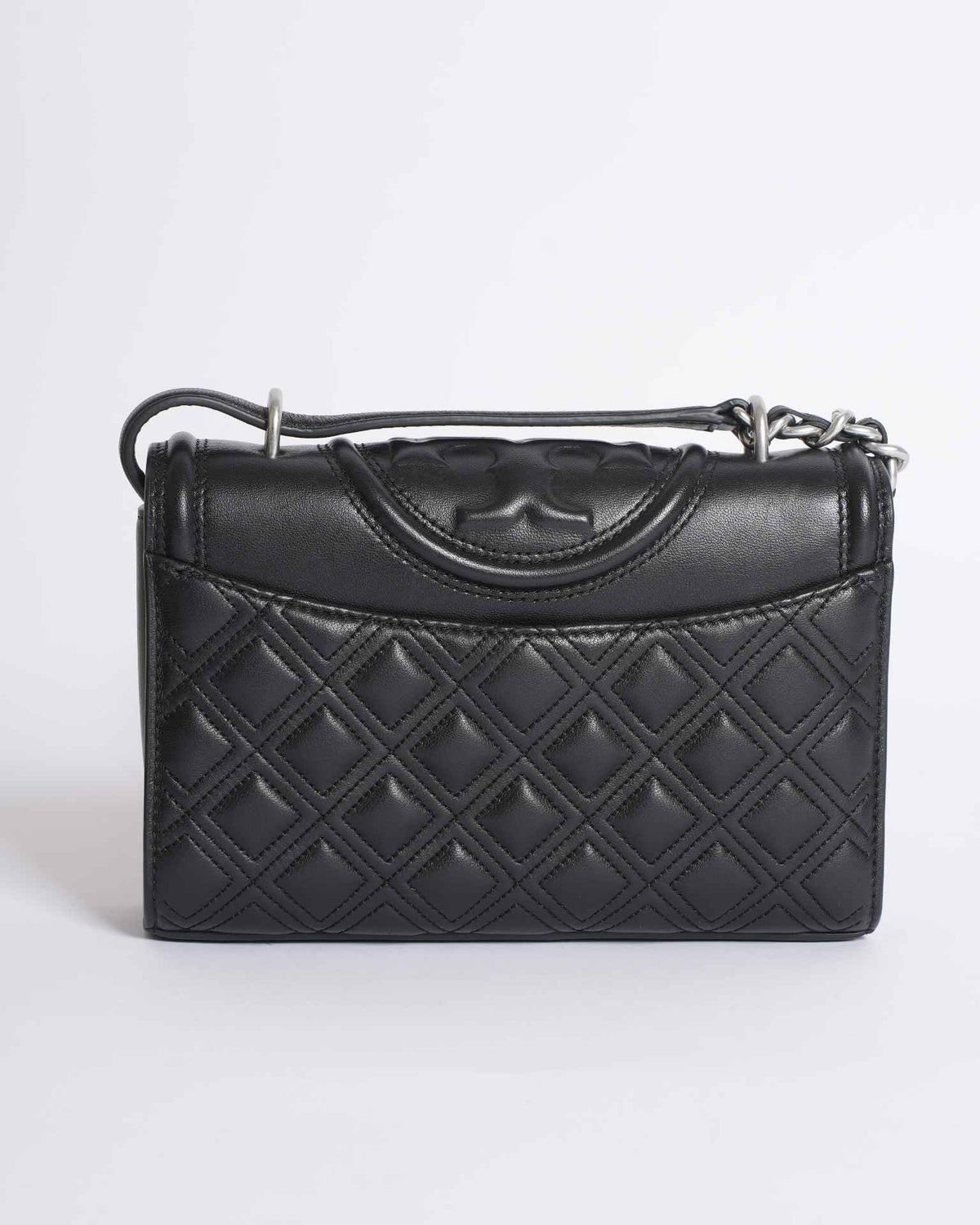 Tory Burch Quilted Fleming Convertible Shoulder Bag In Black