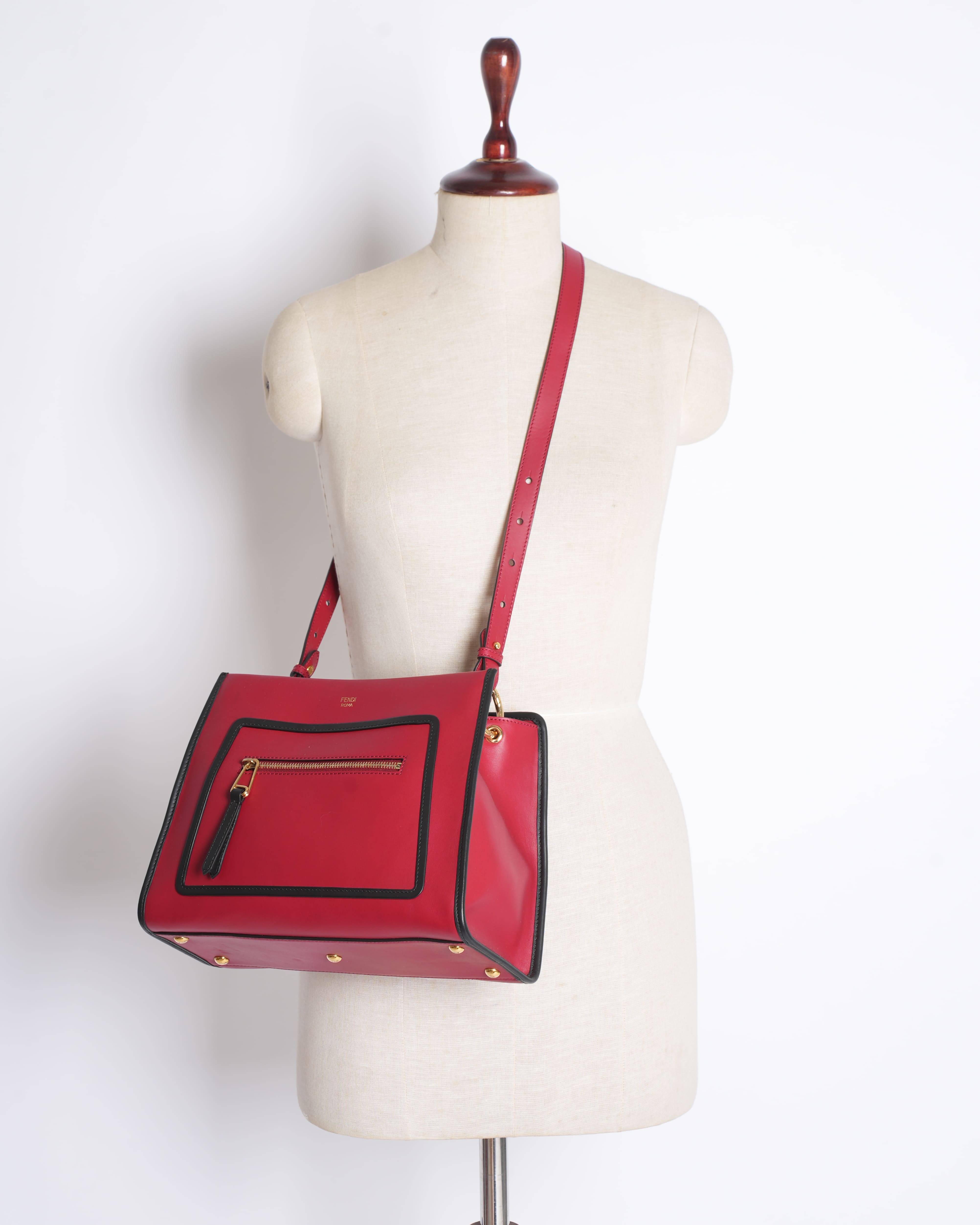 Fendi Red Calfskin Leather Runway Small Bag