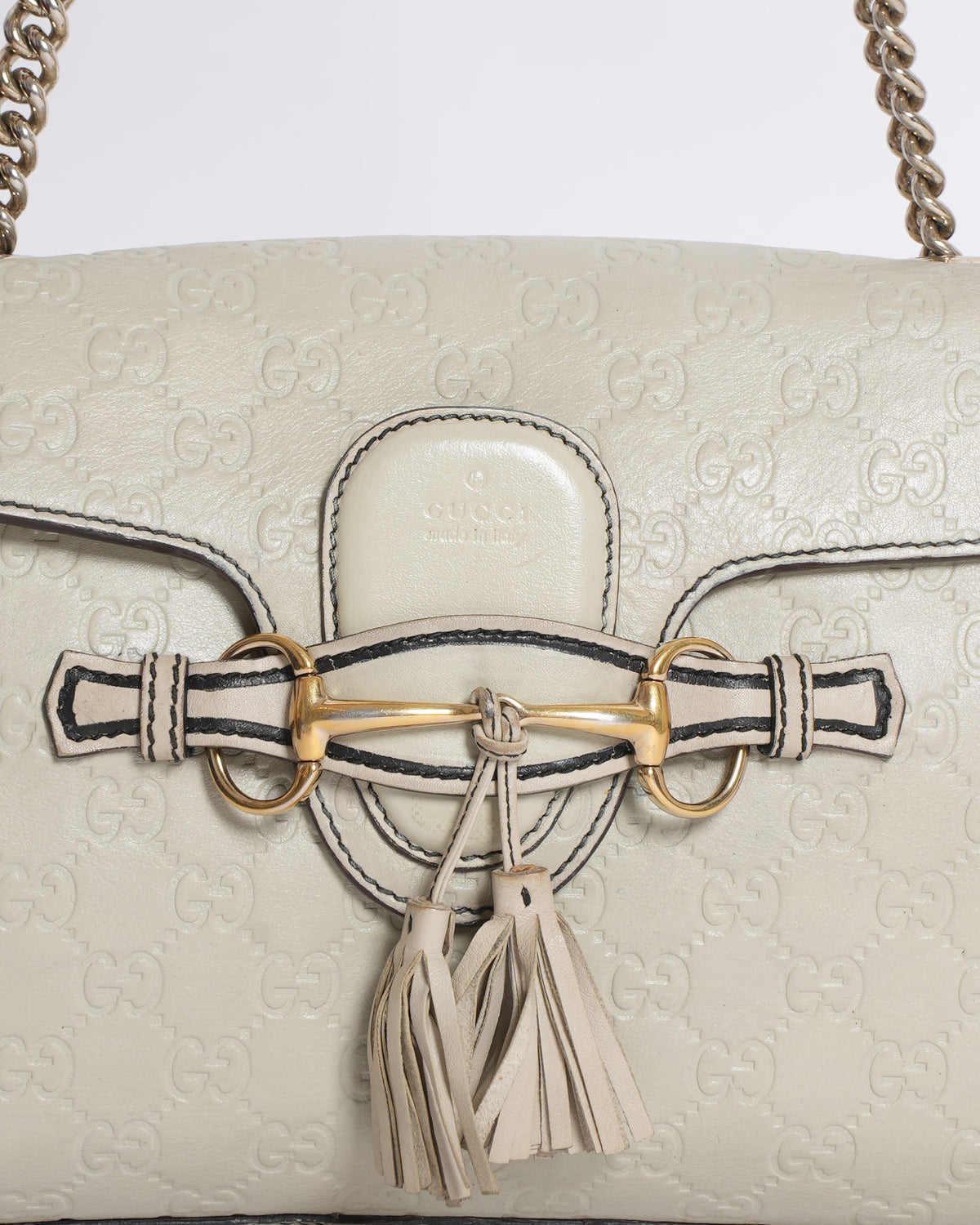 Gucci Guccissima Emily Shoulder Bag in off White