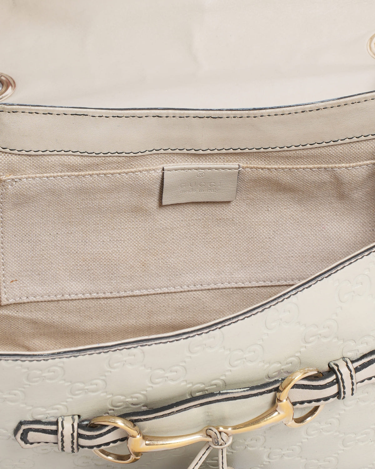 Gucci Guccissima Emily Shoulder Bag in off White