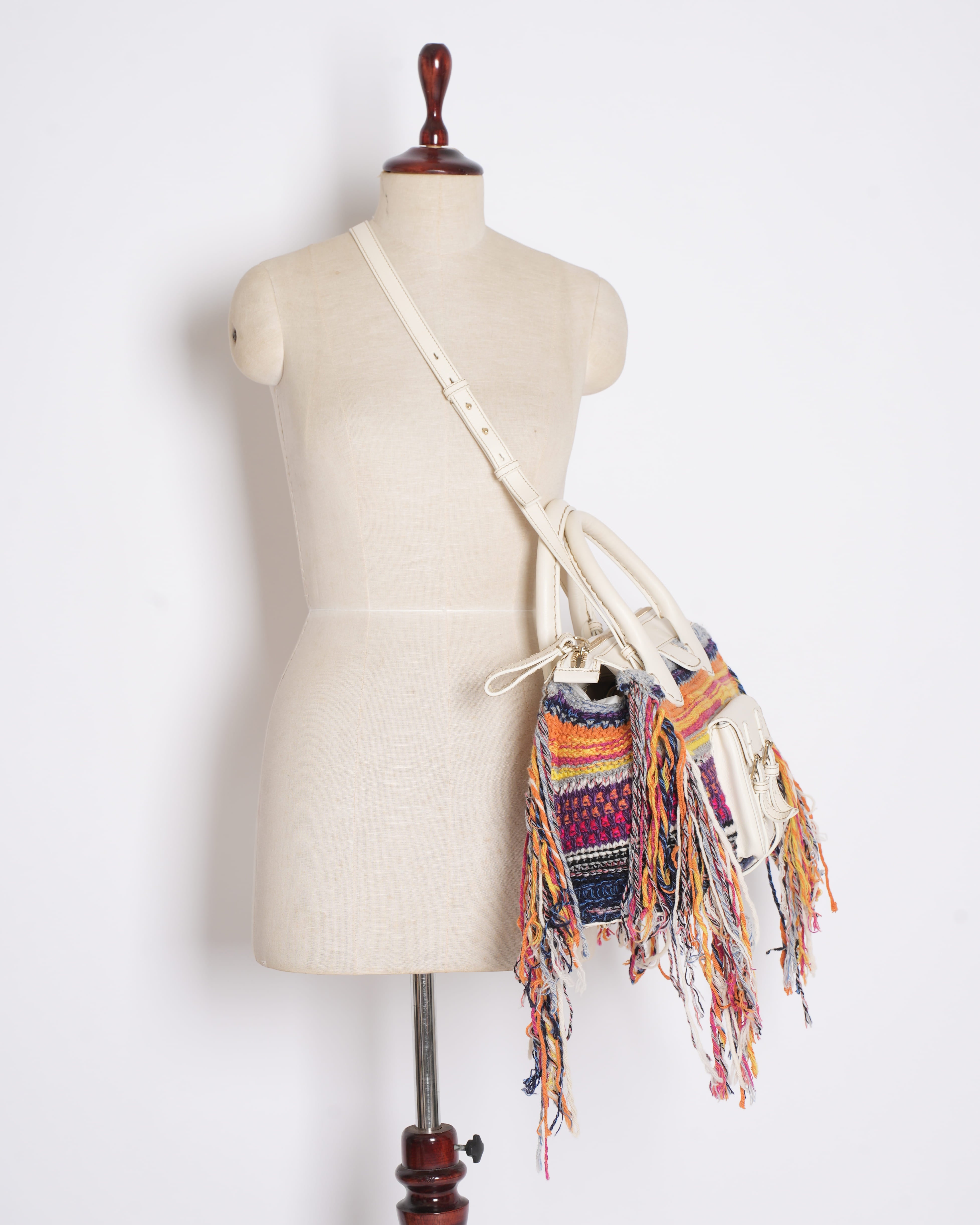Chloé Edith Leather & Raffia Shopper Bag in Multicolour