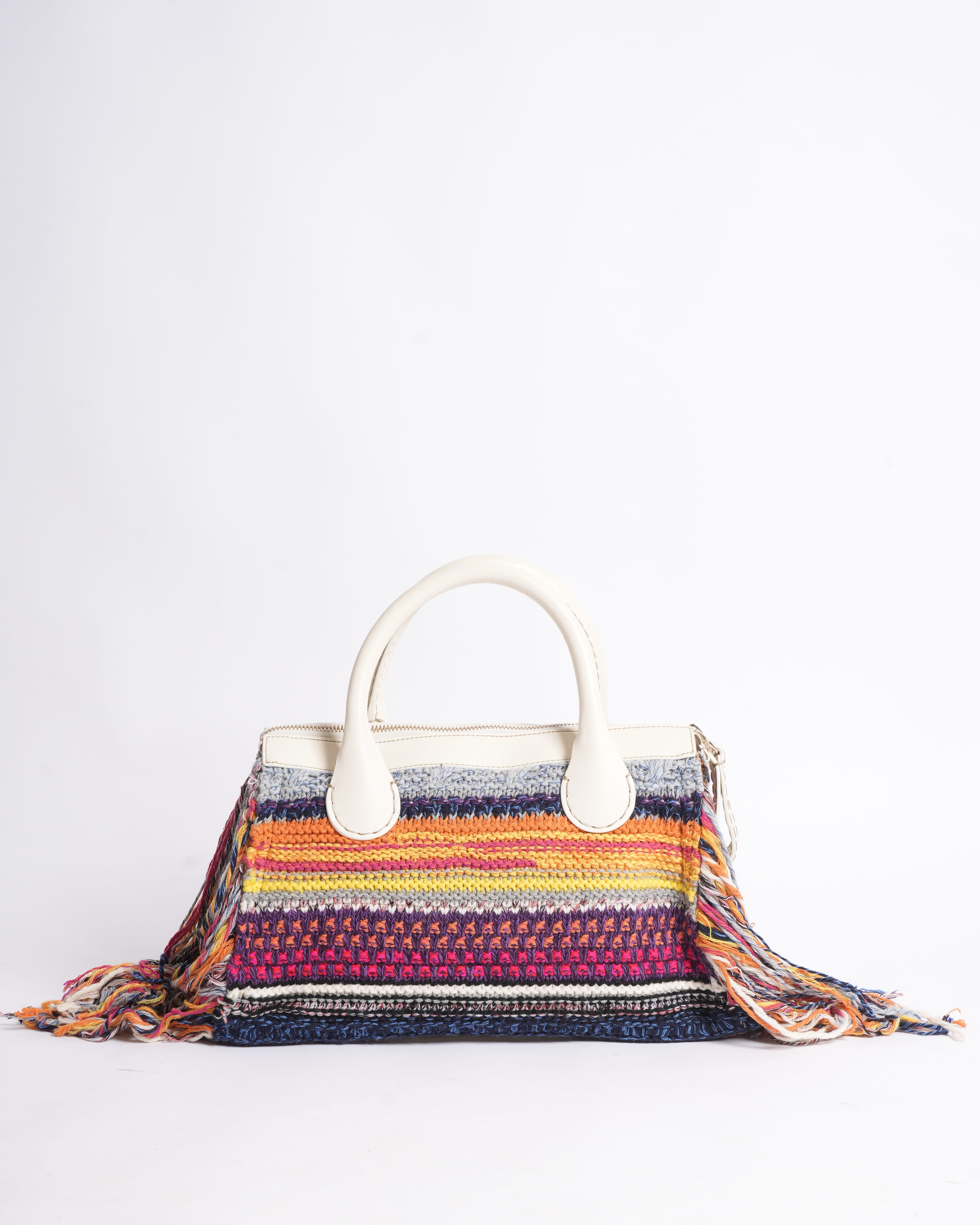 Chloé Edith Leather & Raffia Shopper Bag in Multicolour