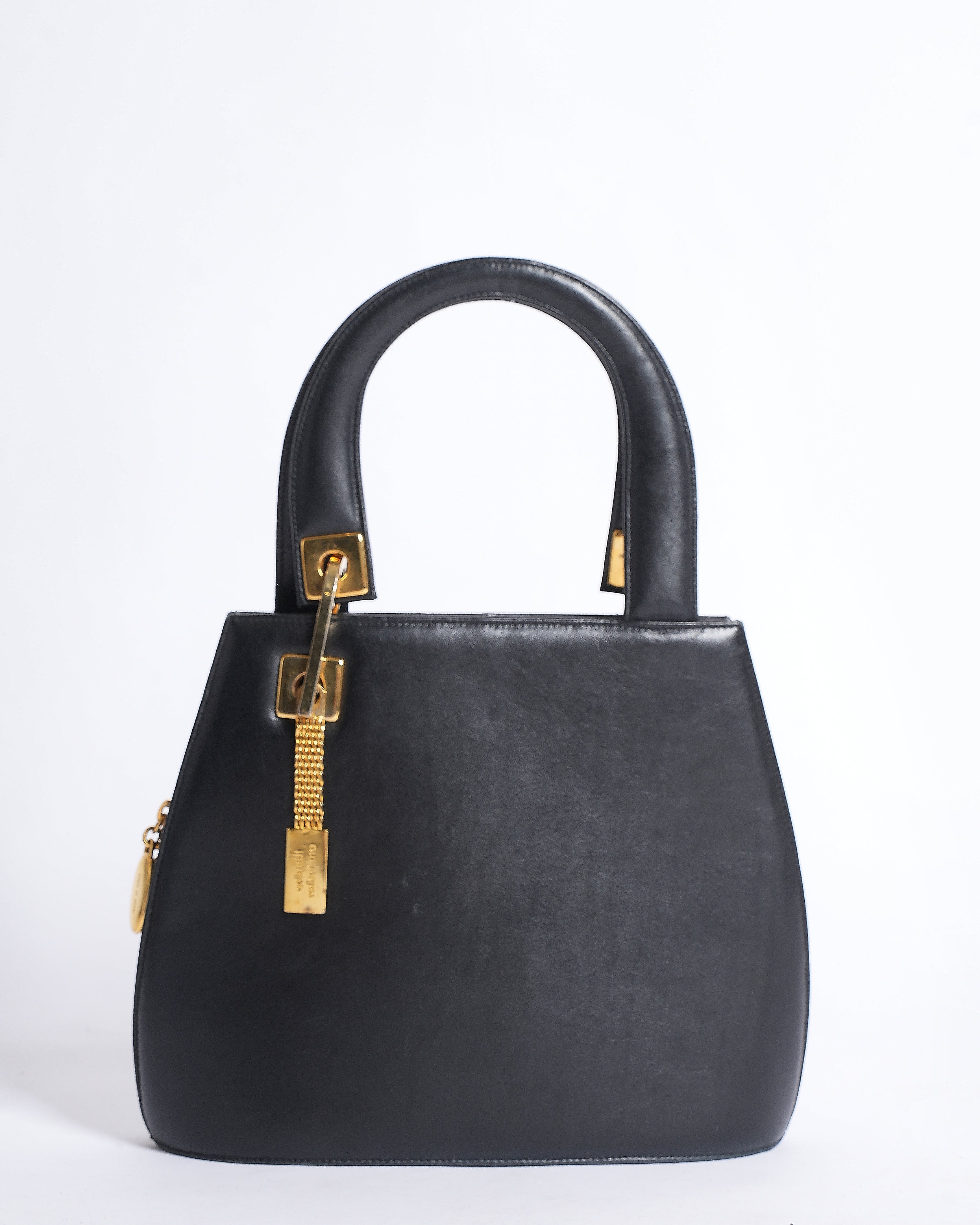 VALENTINO ORLANDI Vintage Brown Leather Gold Tone Top Handle Satchel Bag