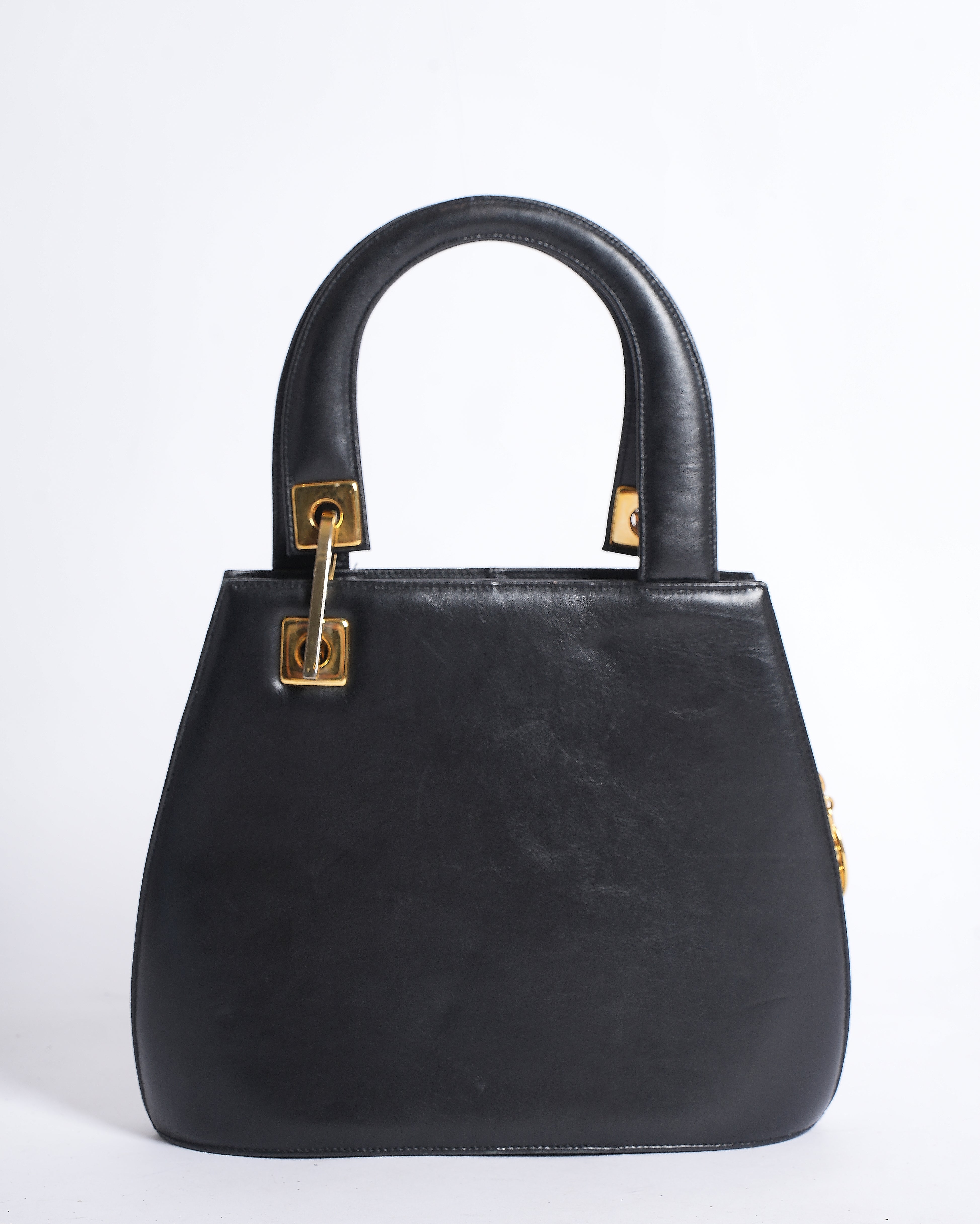 VALENTINO ORLANDI Vintage Brown Leather Gold Tone Top Handle Satchel Bag