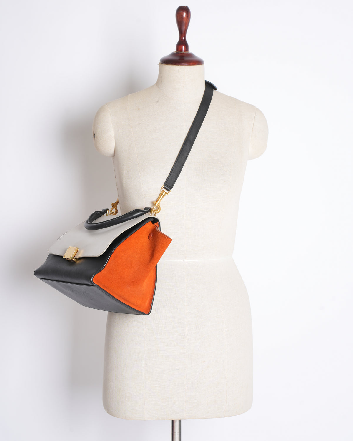 Celine Tri‑Tone Trapeze Small Top Handle Bag