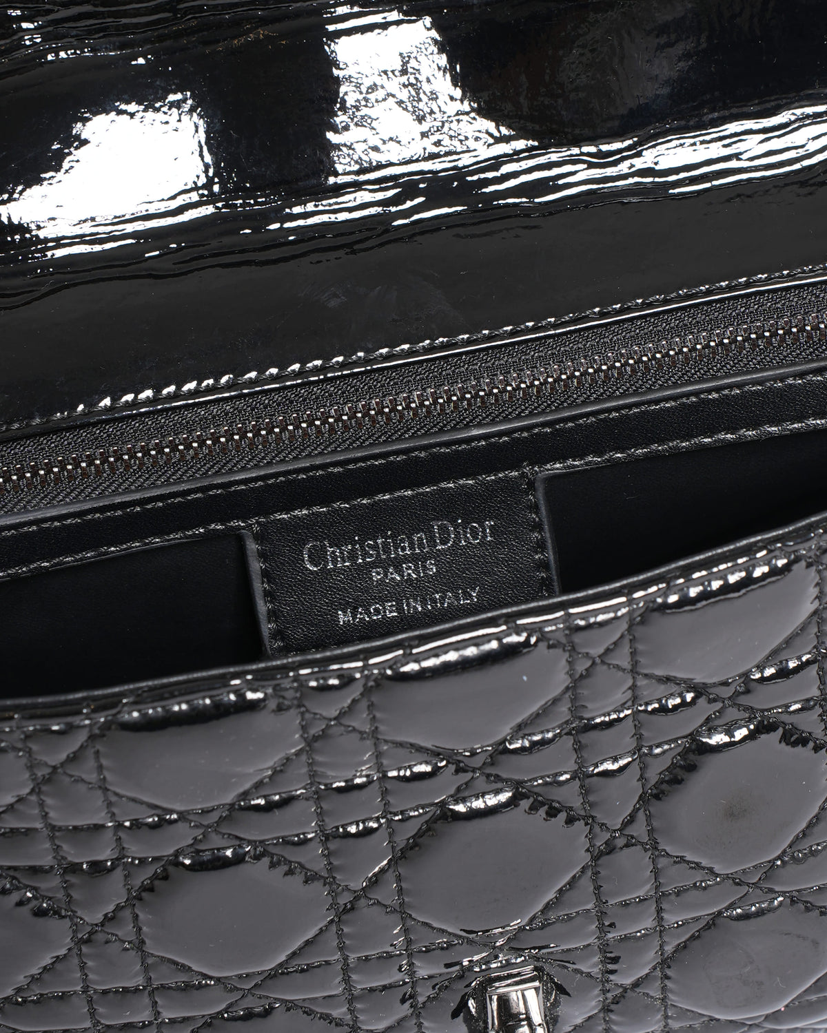 Christian Dior Medium Caro Bag in Black Patent Leather