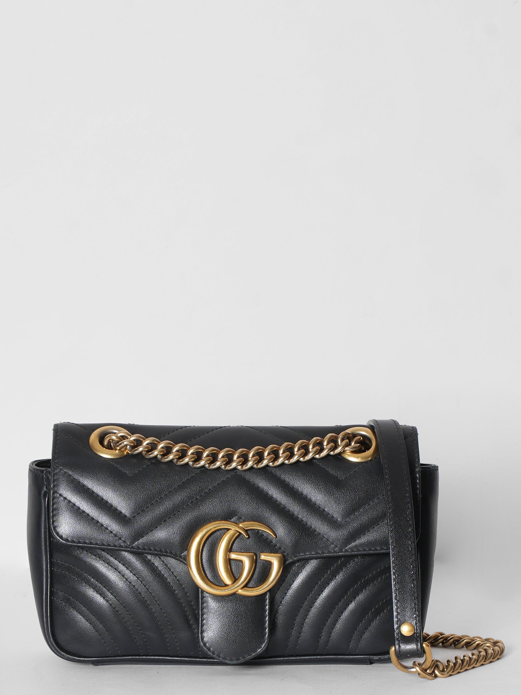 Gucci Marmont GG Mini Black Matelesse Shoulder Bag + Crossbody