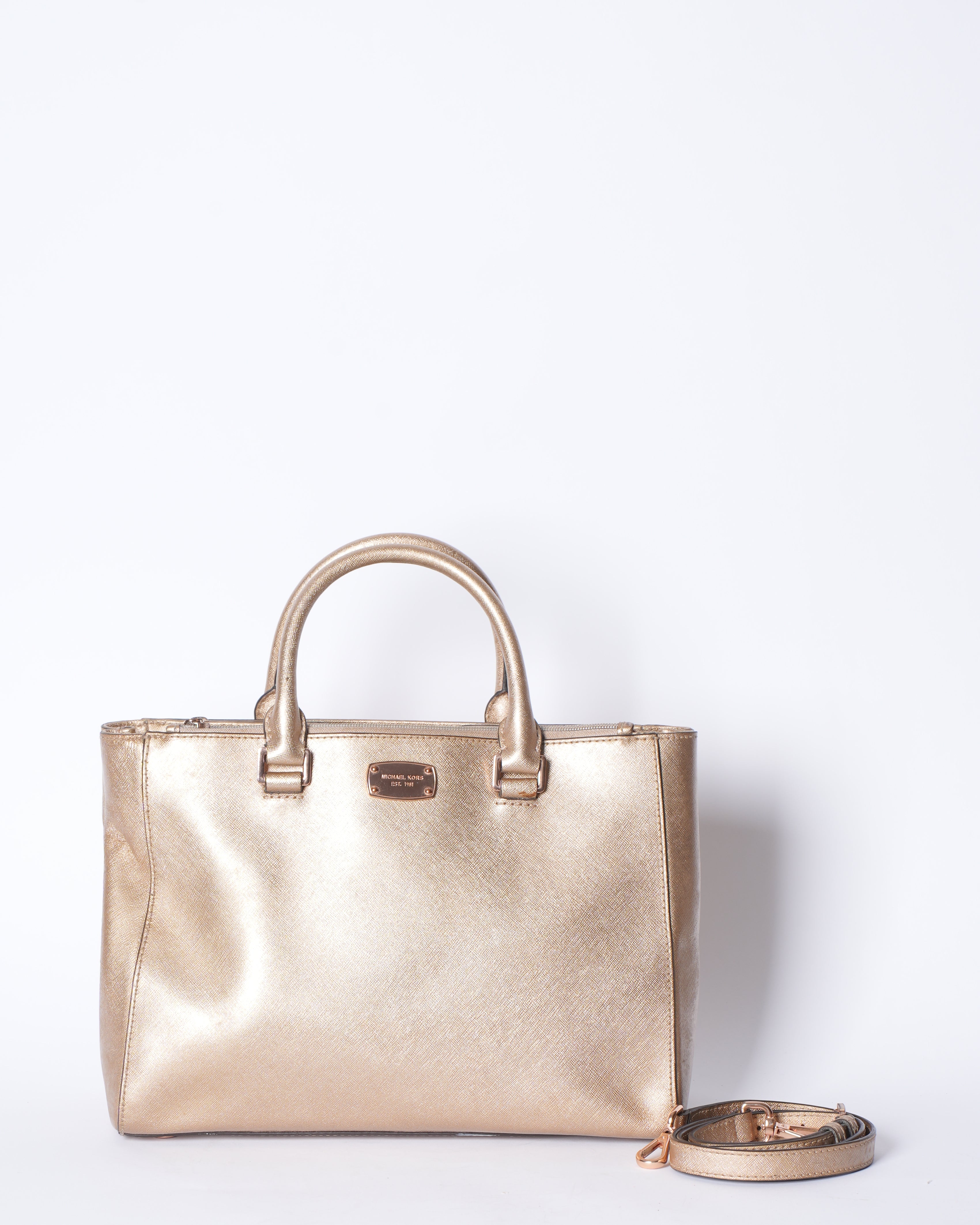 MK Kallen Tote Crossbody Bag In Gold Tone