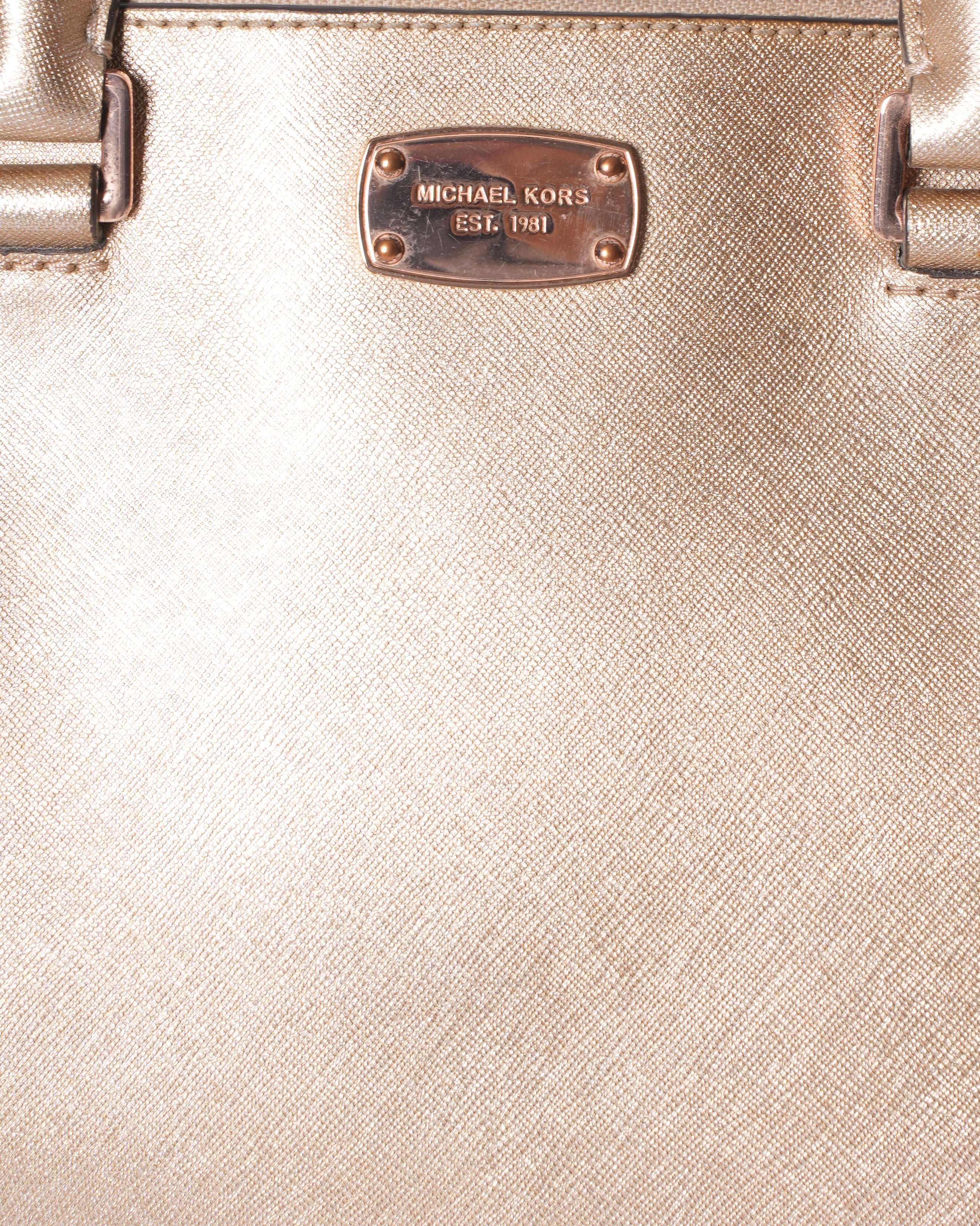 MK Kallen Tote Crossbody Bag In Gold Tone