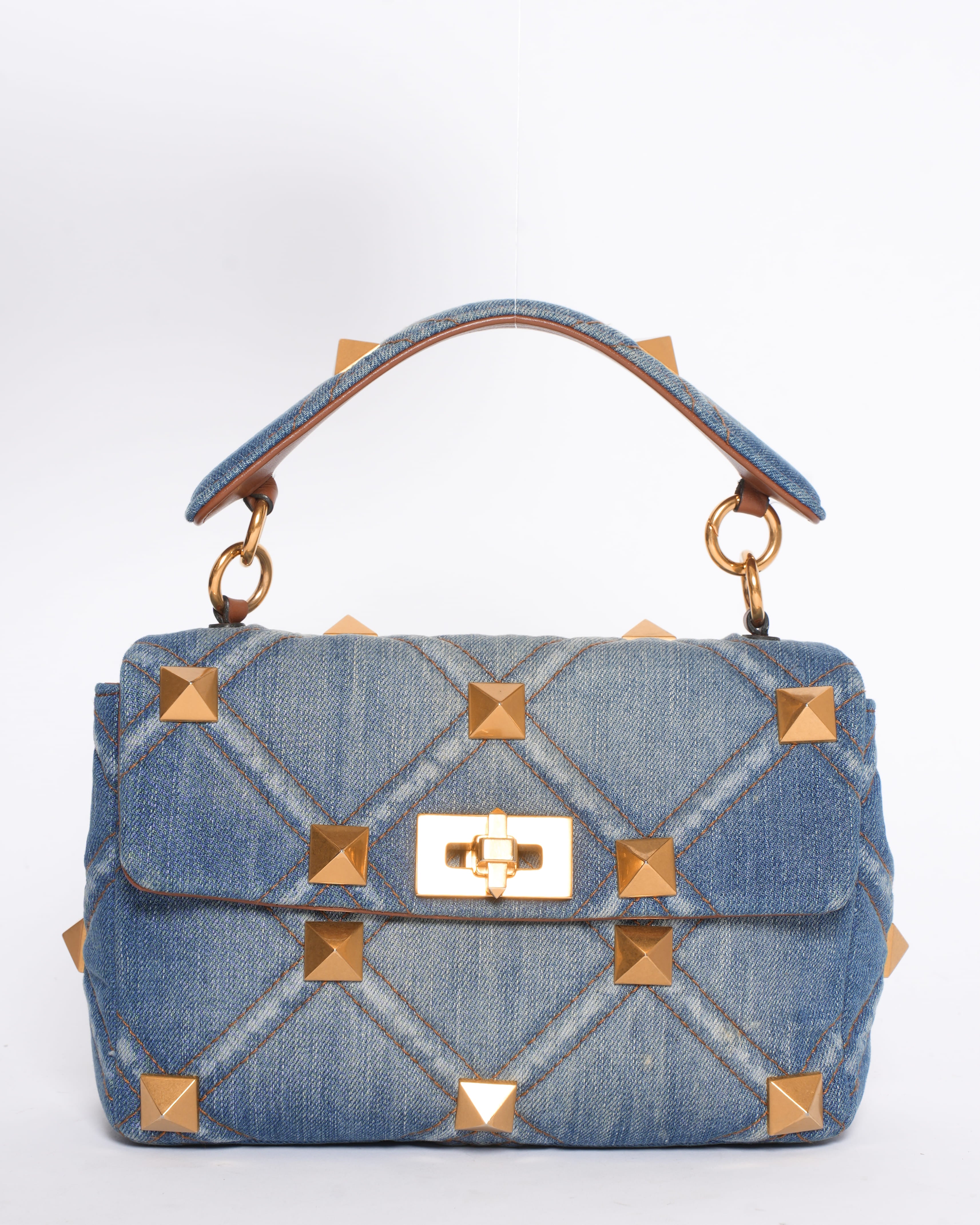 Valentino Roma Studded Denim Crossbody Bag