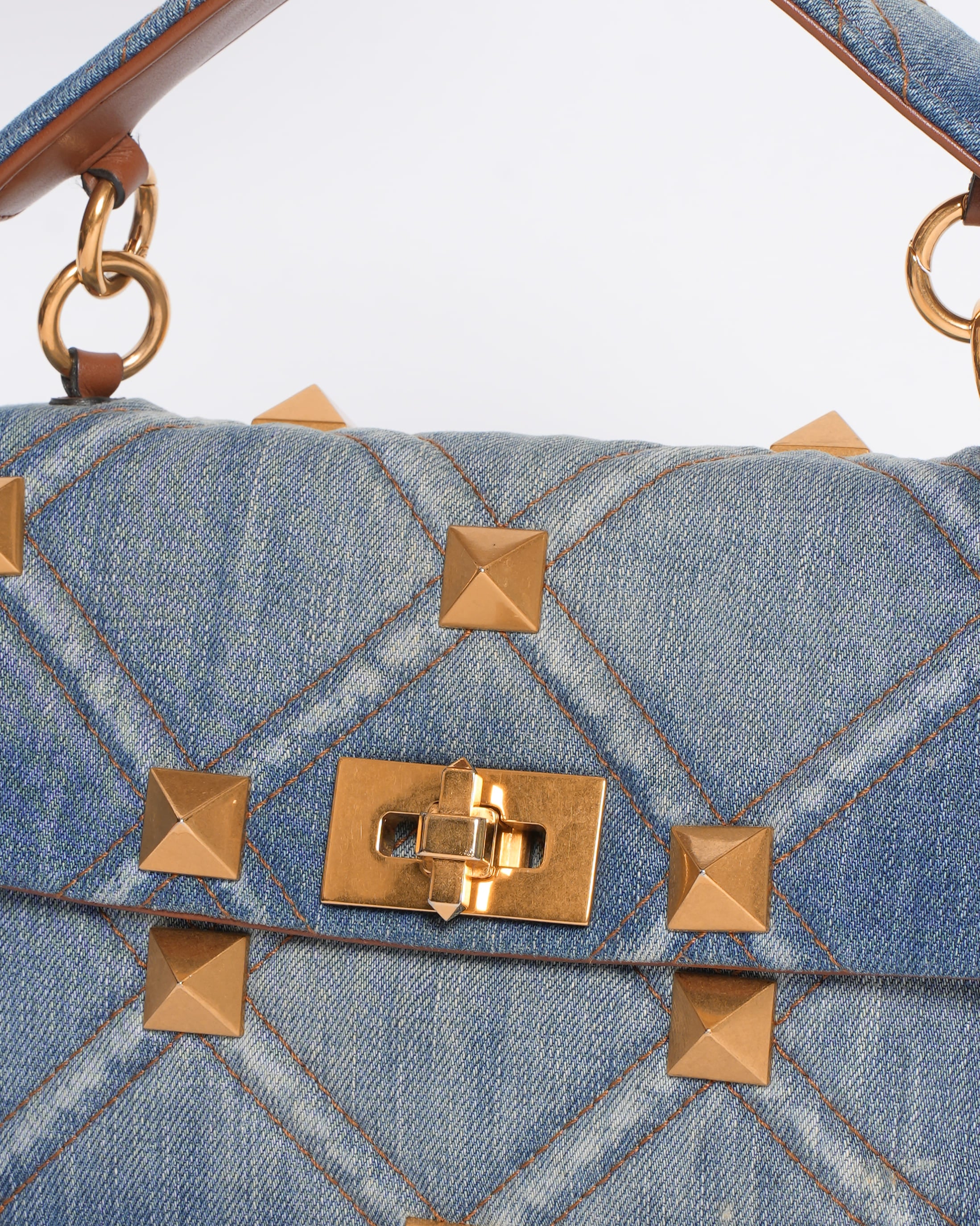 Valentino Roma Studded Denim Crossbody Bag