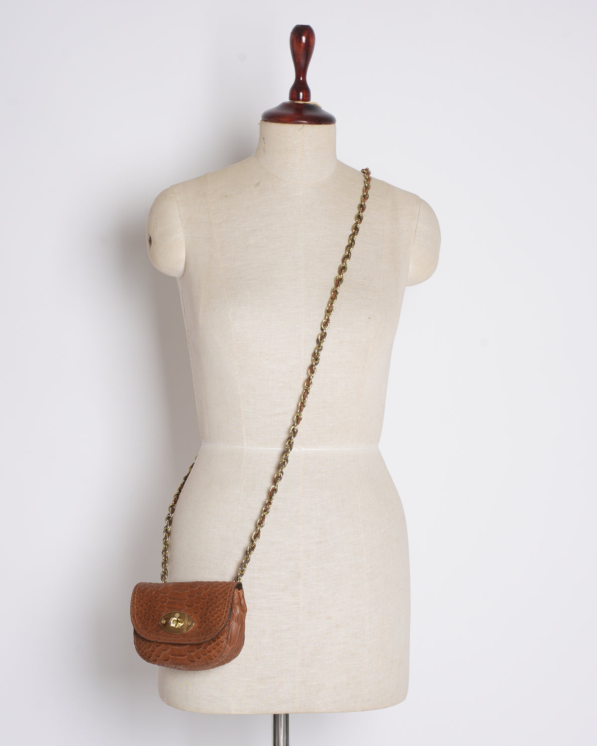 Mulberry Brown Python Embossed Leather Mini Lily Crossbody Bag
